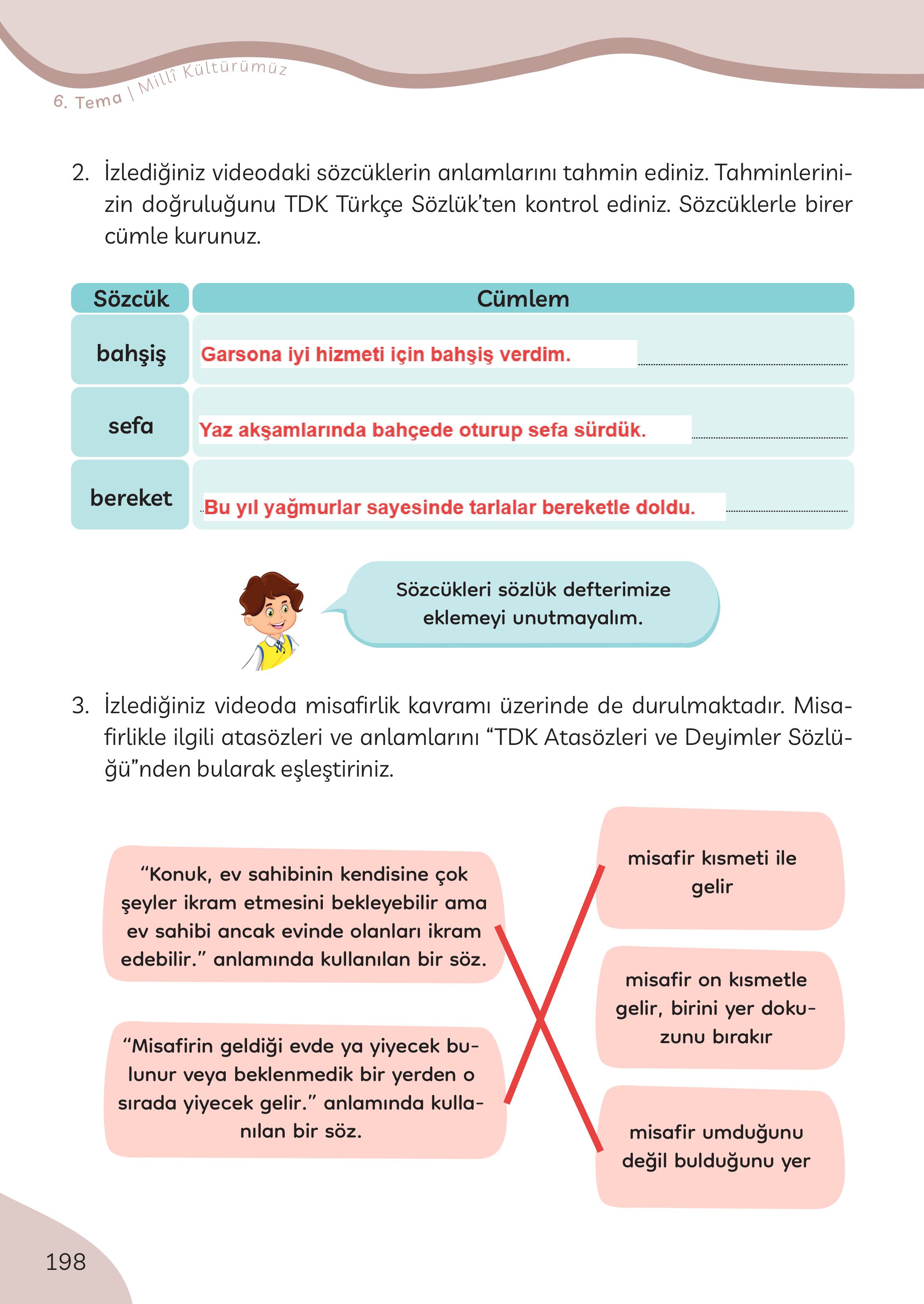 3. Sınıf Meb Yayınları Türkçe Ders Kitabı Sayfa 198 Cevapları 3. Sınıf Meb Yayınları Türkçe Ders Kitabı Sayfa 198 Cevapları
