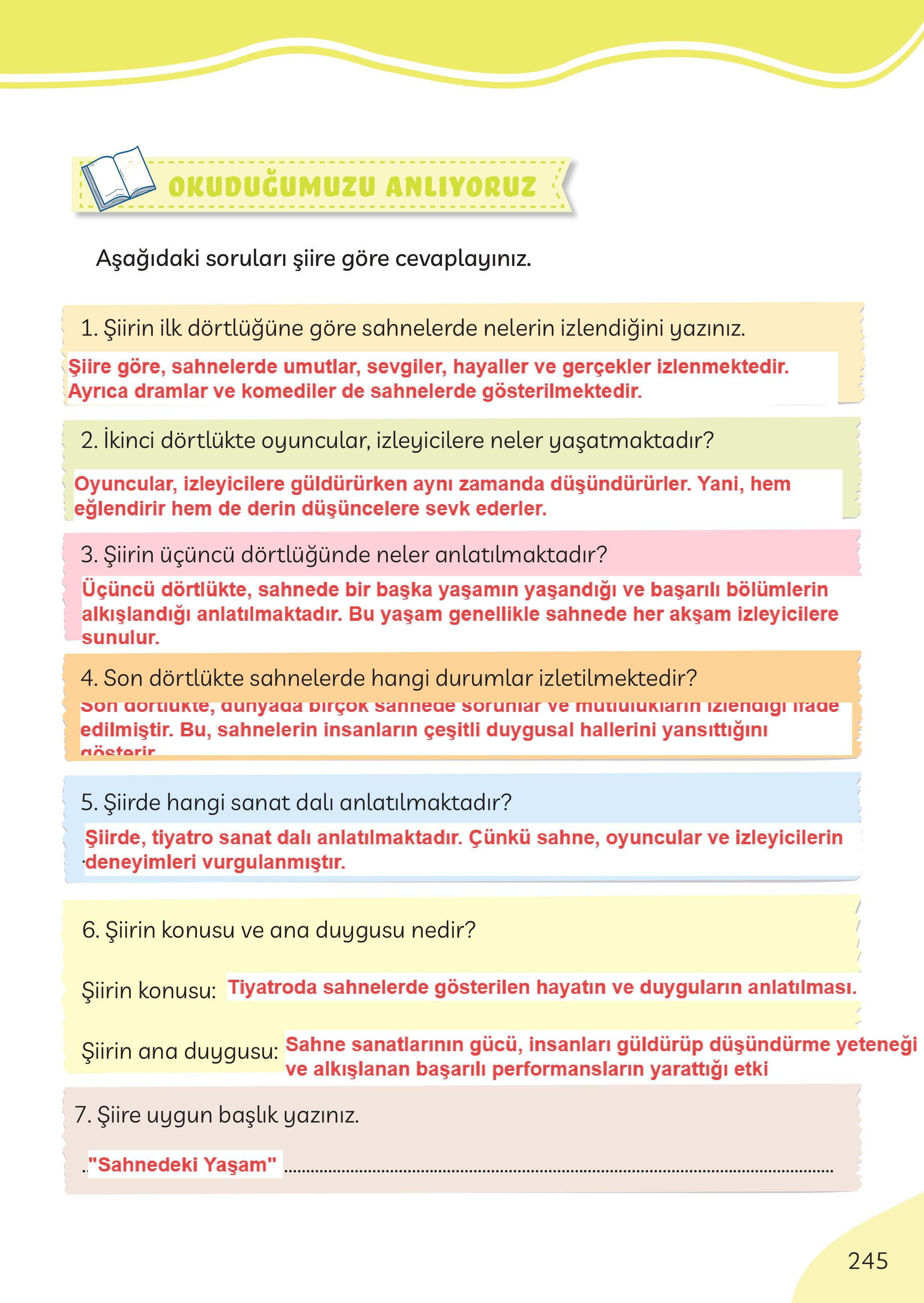 3. Sınıf Meb Yayınları Türkçe Ders Kitabı Sayfa 245 Cevapları 3. Sınıf Meb Yayınları Türkçe Ders Kitabı Sayfa 245 Cevapları
