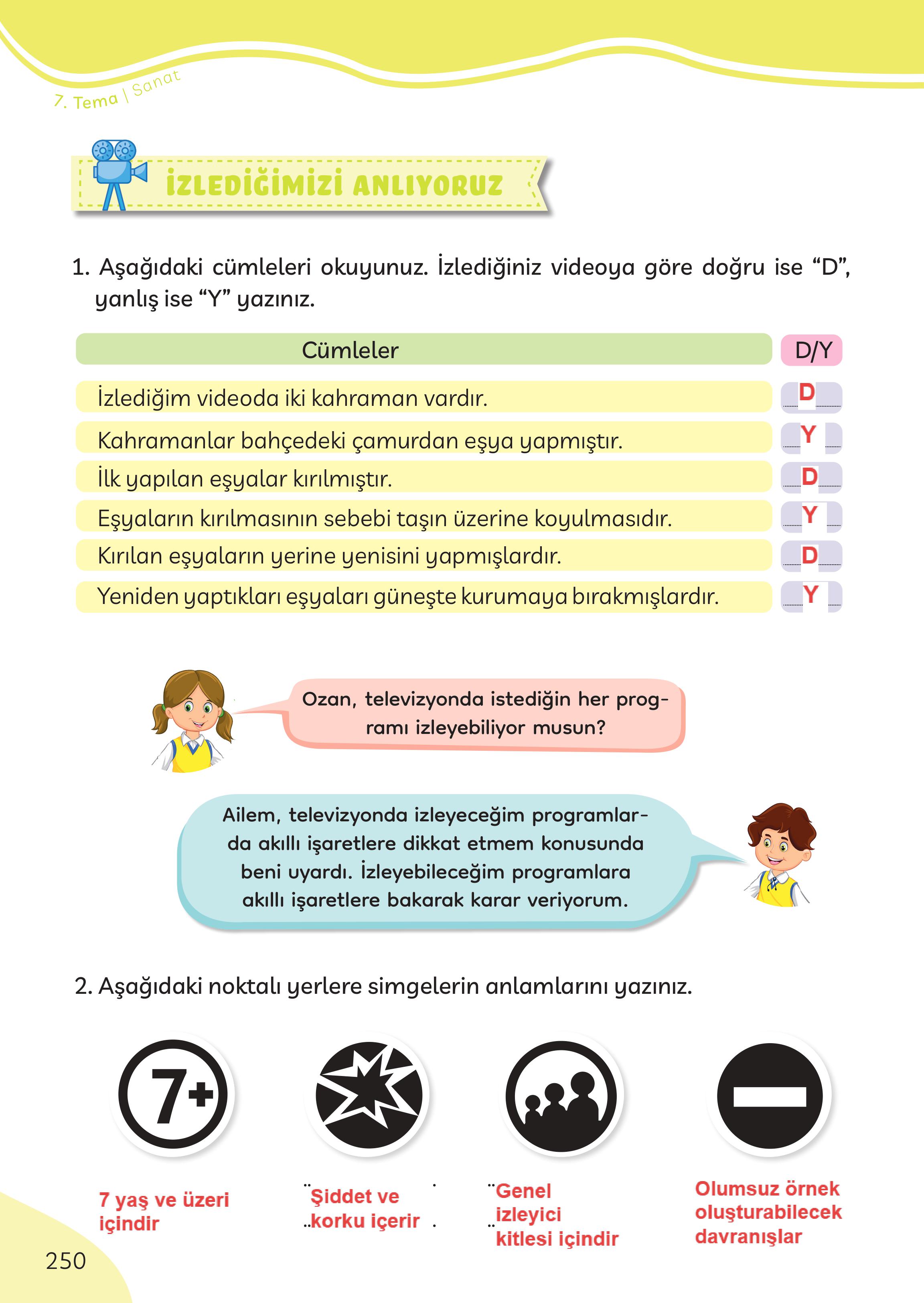 3. Sınıf Meb Yayınları Türkçe Ders Kitabı Sayfa 250 Cevapları 3. Sınıf Meb Yayınları Türkçe Ders Kitabı Sayfa 250 Cevapları