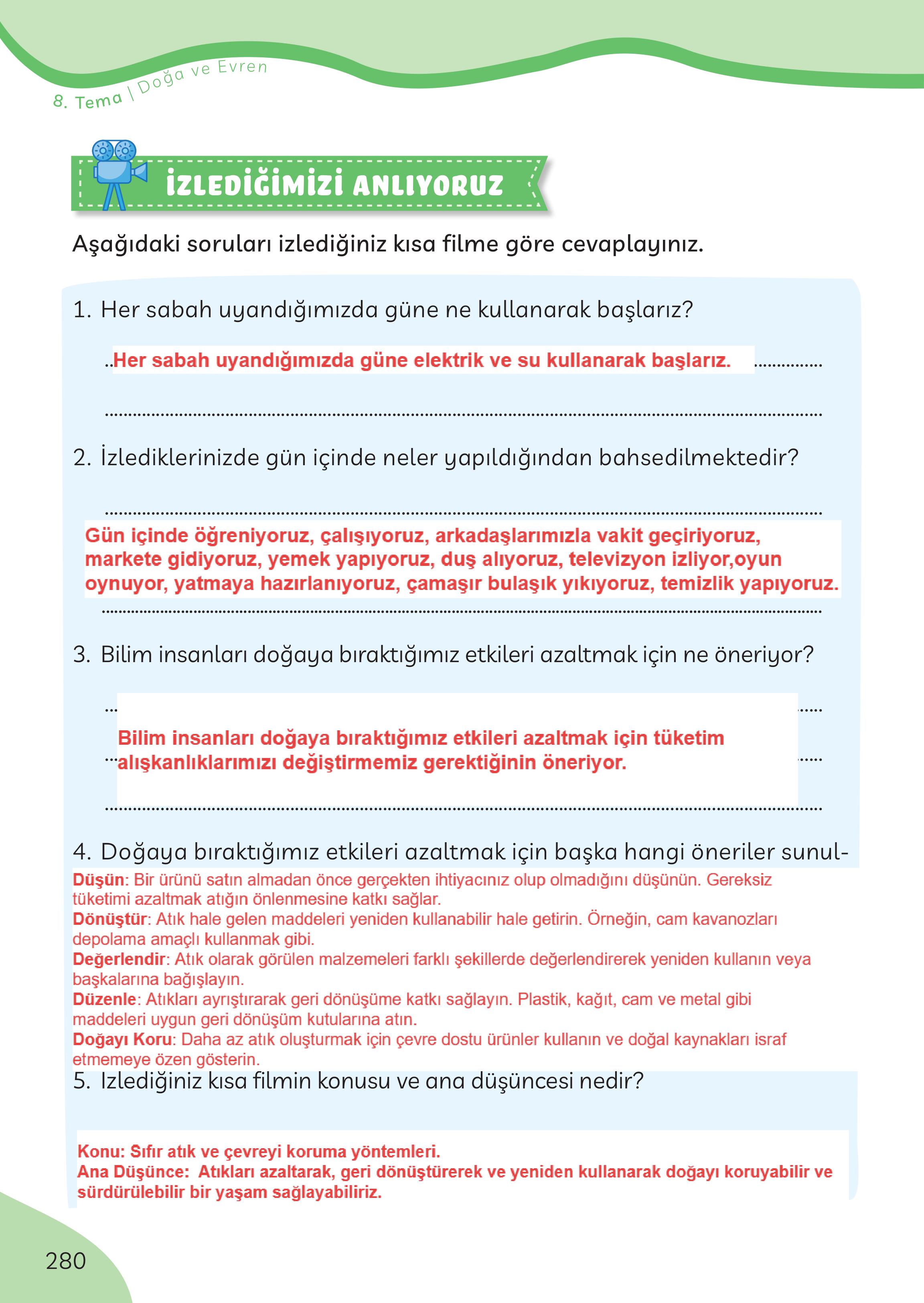 3. Sınıf Meb Yayınları Türkçe Ders Kitabı Sayfa 280 Cevapları 3. Sınıf Meb Yayınları Türkçe Ders Kitabı Sayfa 280 Cevapları