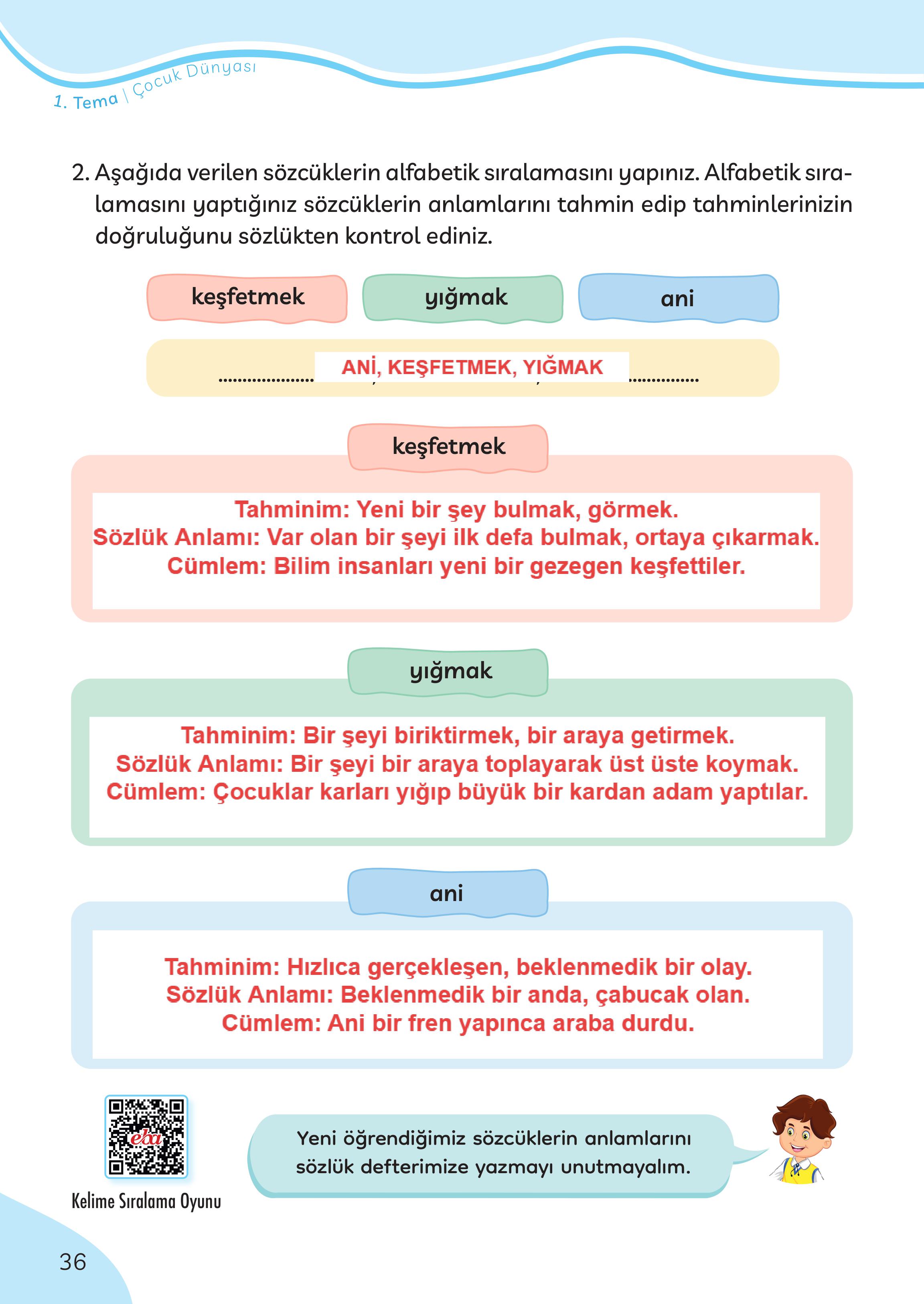 3. Sınıf Meb Yayınları Türkçe Ders Kitabı Sayfa 36 Cevapları 3. Sınıf Meb Yayınları Türkçe Ders Kitabı Sayfa 36 Cevapları