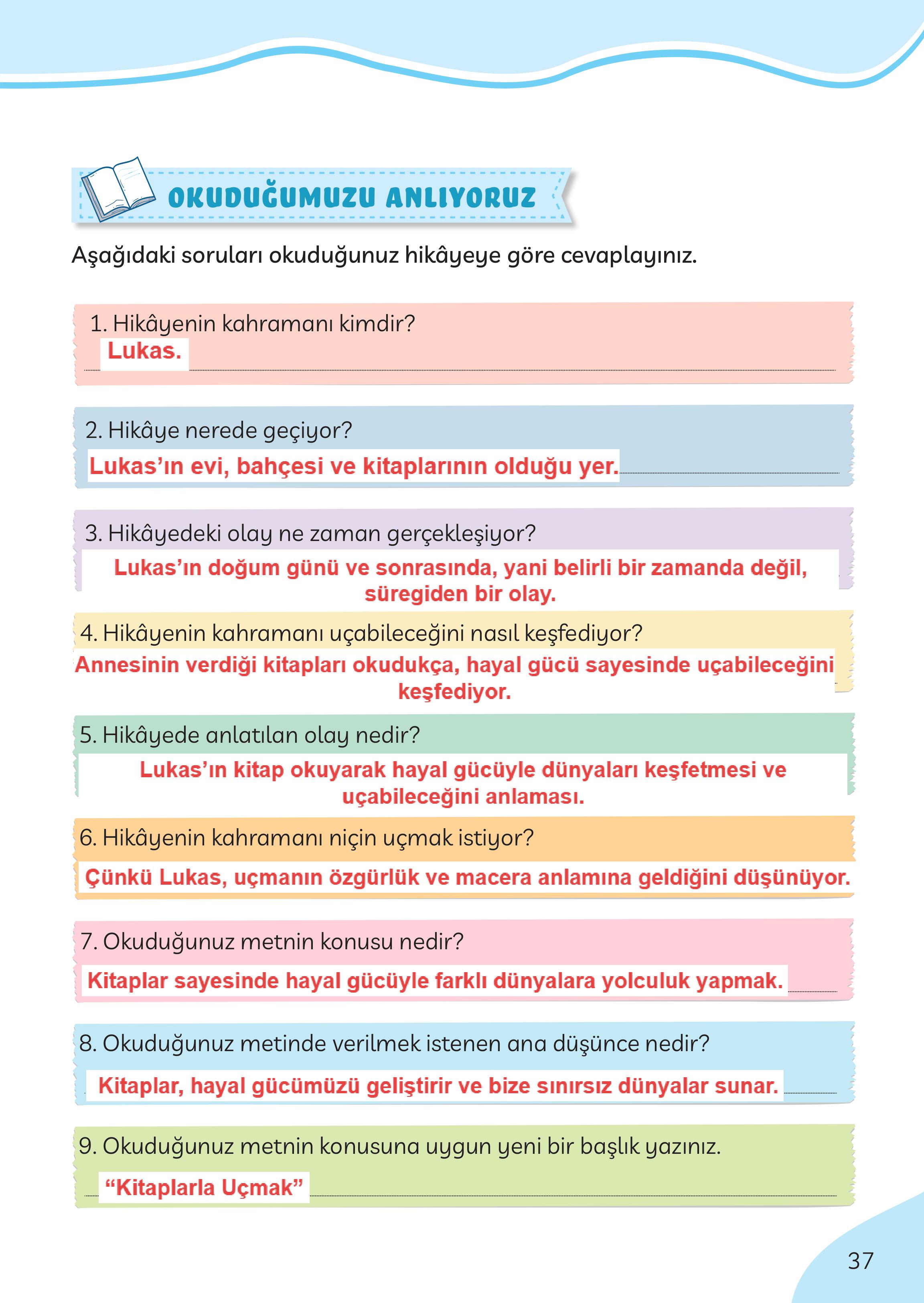 3. Sınıf Meb Yayınları Türkçe Ders Kitabı Sayfa 37 Cevapları 3. Sınıf Meb Yayınları Türkçe Ders Kitabı Sayfa 37 Cevapları