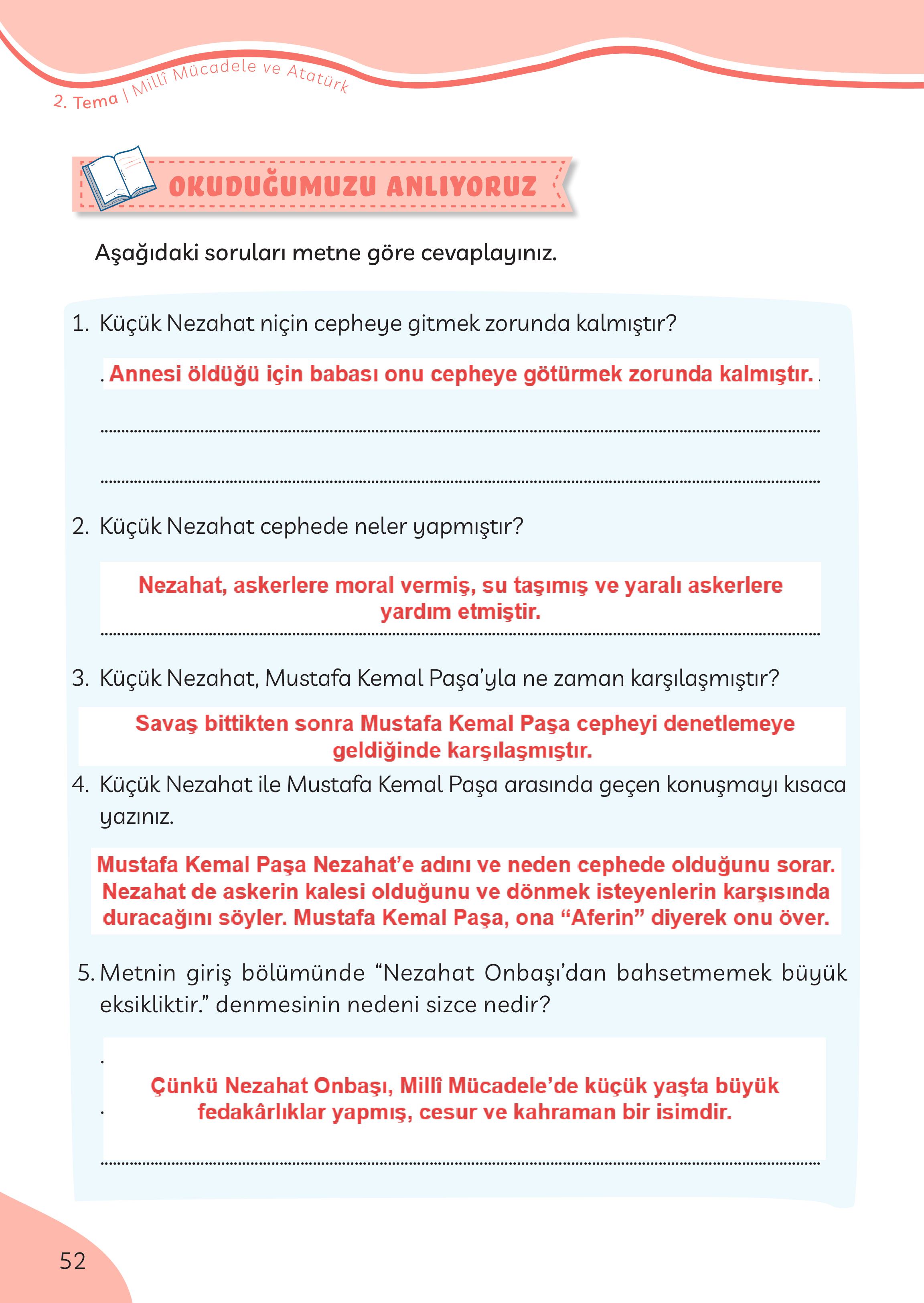 3. Sınıf Meb Yayınları Türkçe Ders Kitabı Sayfa 52 Cevapları 3. Sınıf Meb Yayınları Türkçe Ders Kitabı Sayfa 52 Cevapları
