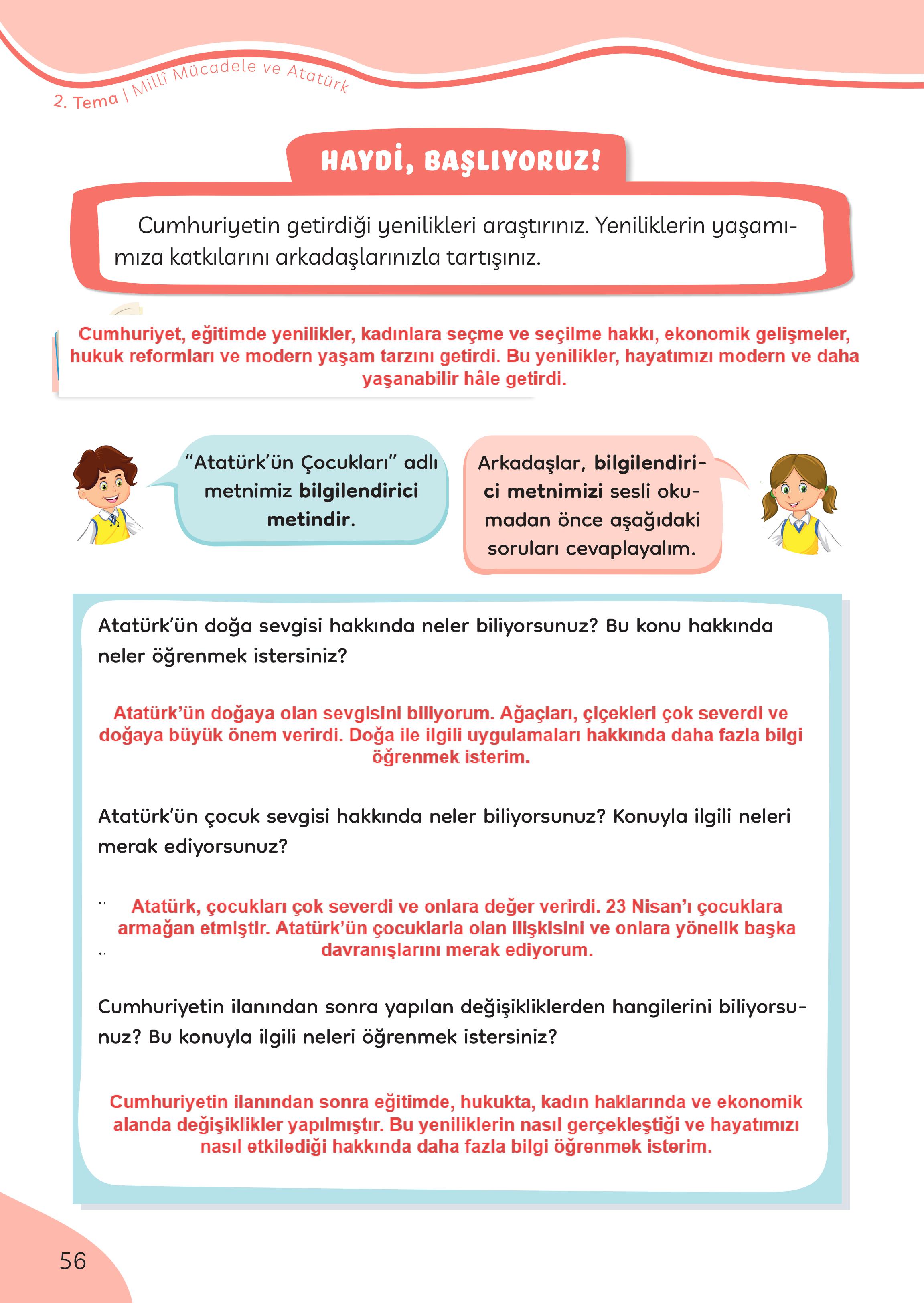 3. Sınıf Meb Yayınları Türkçe Ders Kitabı Sayfa 56 Cevapları