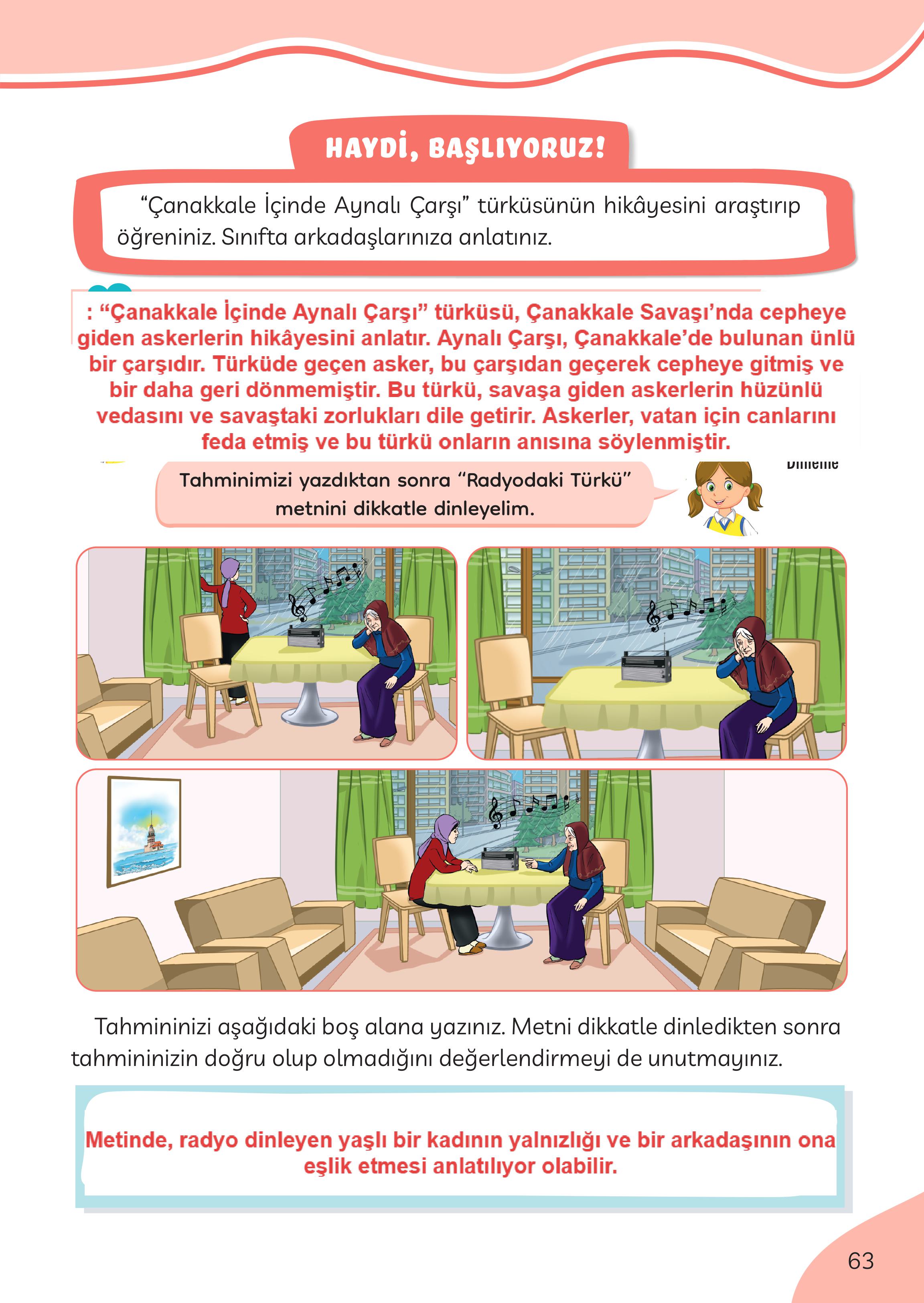 3. Sınıf Meb Yayınları Türkçe Ders Kitabı Sayfa 63 Cevapları 3. Sınıf Meb Yayınları Türkçe Ders Kitabı Sayfa 63 Cevapları