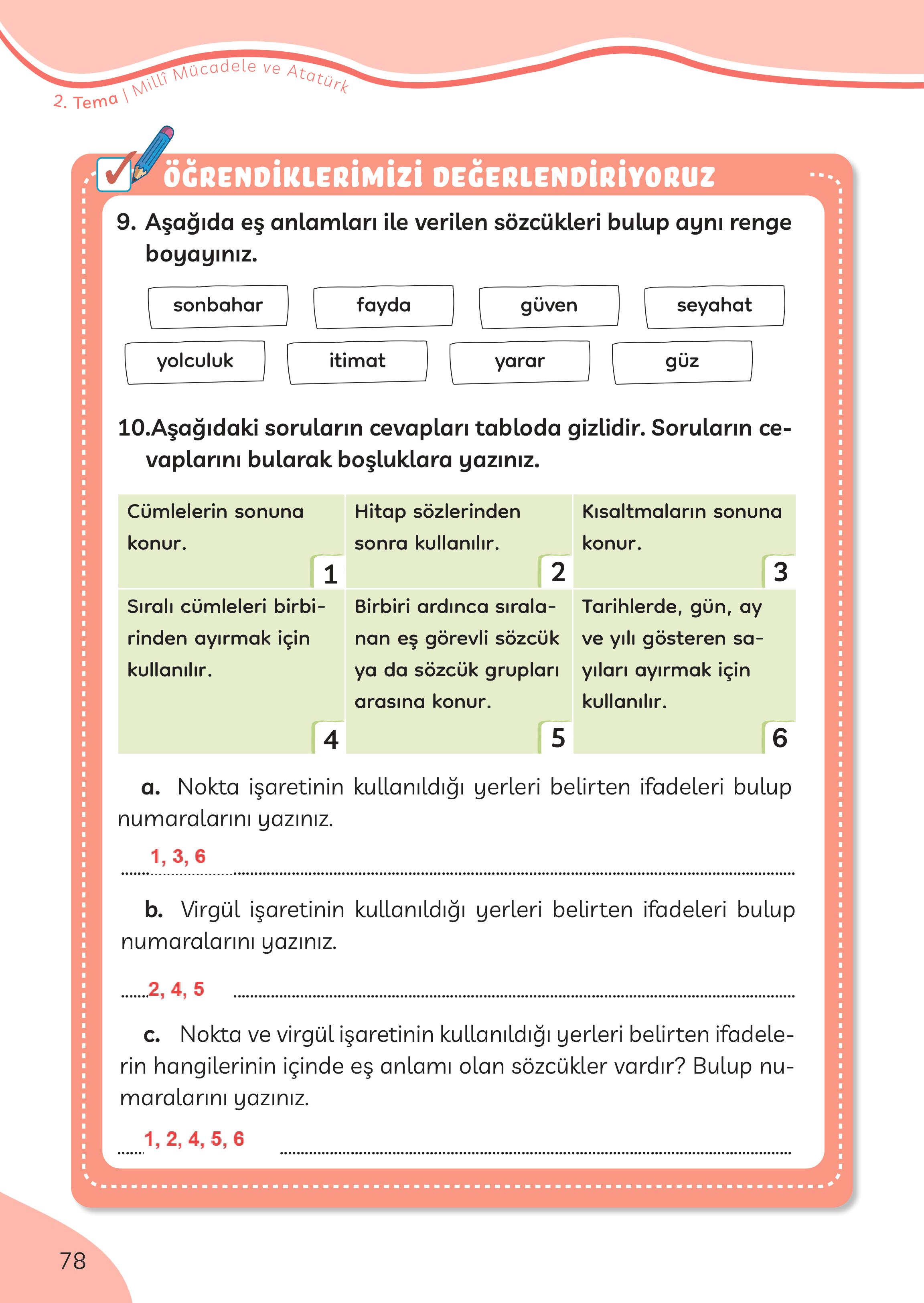 3. Sınıf Meb Yayınları Türkçe Ders Kitabı Sayfa 78 Cevapları 3. Sınıf Meb Yayınları Türkçe Ders Kitabı Sayfa 78 Cevapları