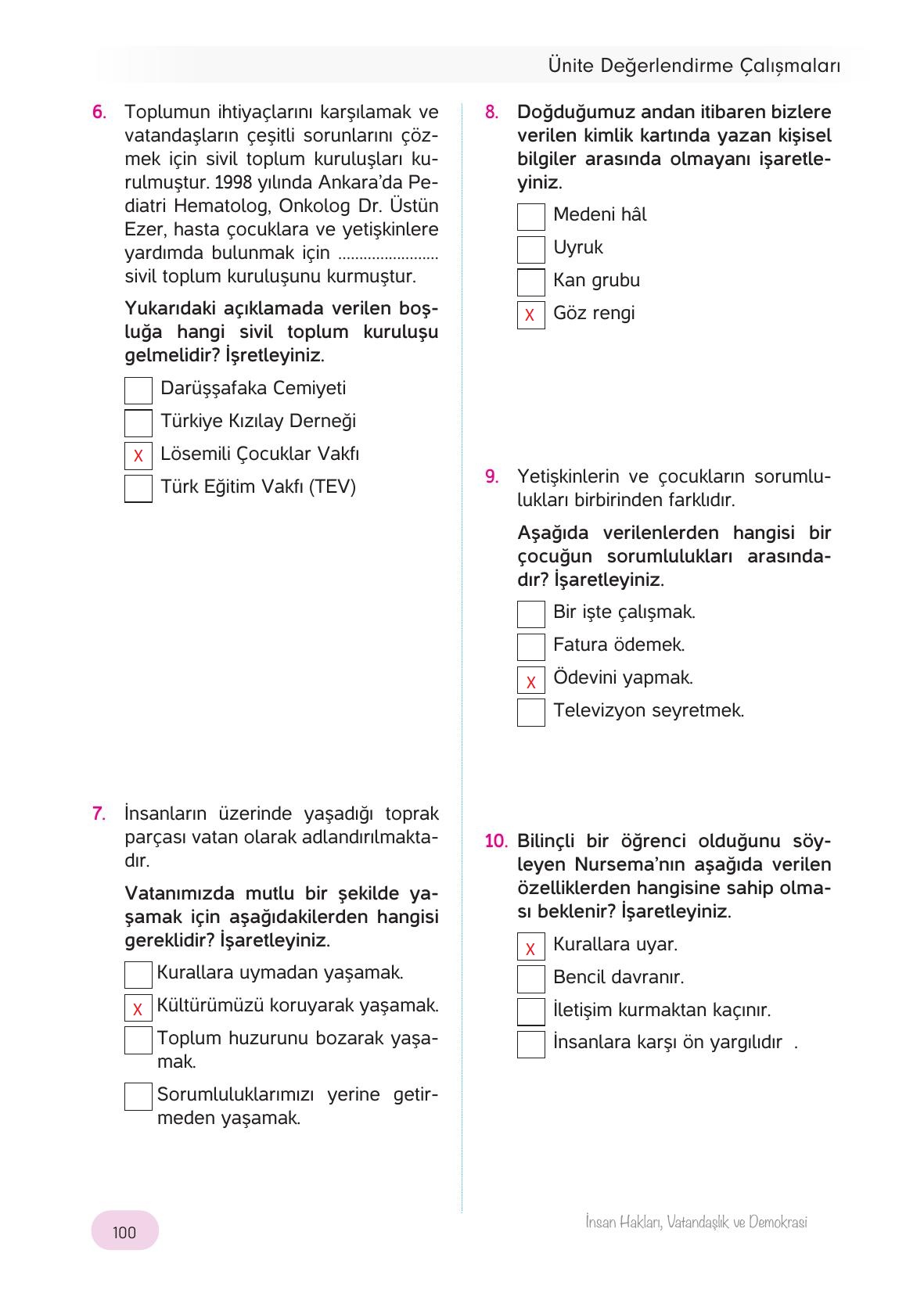 4. Sınıf Hecce Yayıncılık İnsan Hakları Vatandaşlık Ve Demokrasi Ders Kitabı Sayfa 100 Cevapları 4. Sınıf Hecce Yayıncılık İnsan Hakları Vatandaşlık Ve Demokrasi Ders Kitabı Sayfa 100 Cevapları