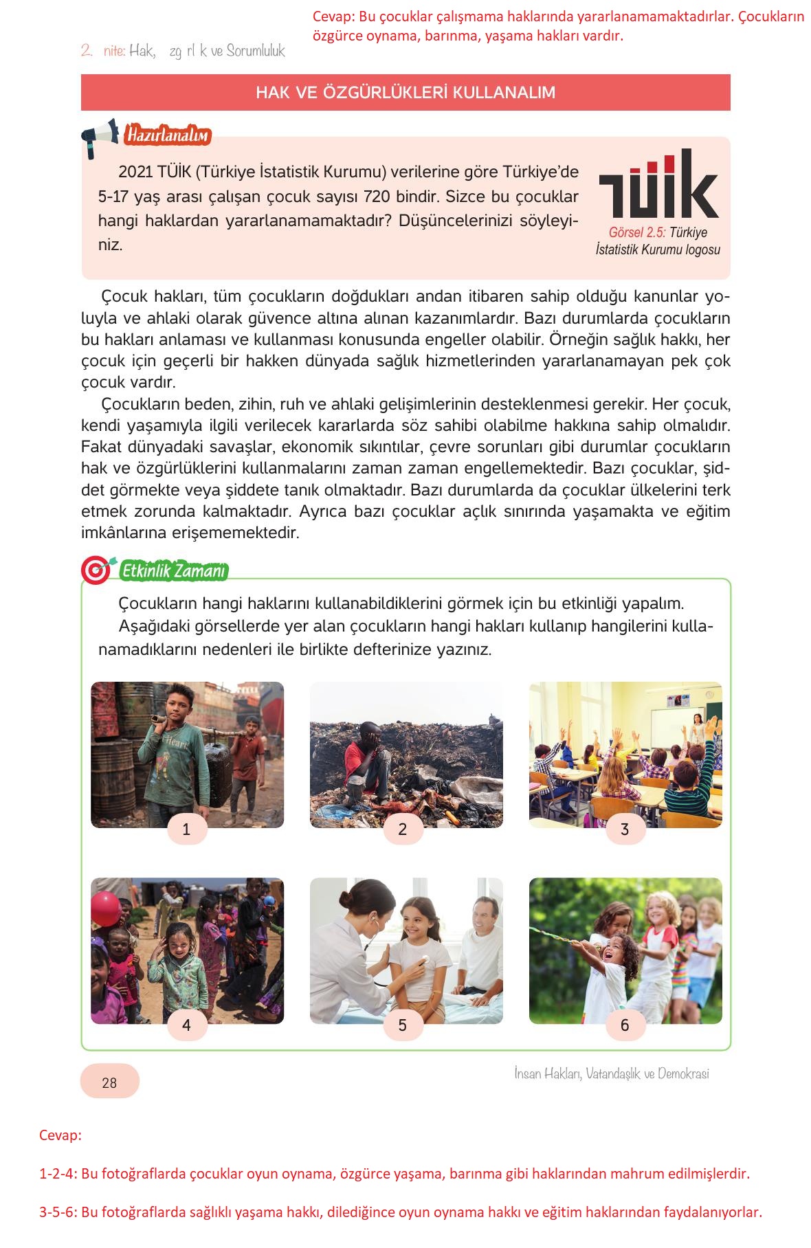 4. Sınıf Hecce Yayıncılık İnsan Hakları Vatandaşlık Ve Demokrasi Ders Kitabı Sayfa 28 Cevapları