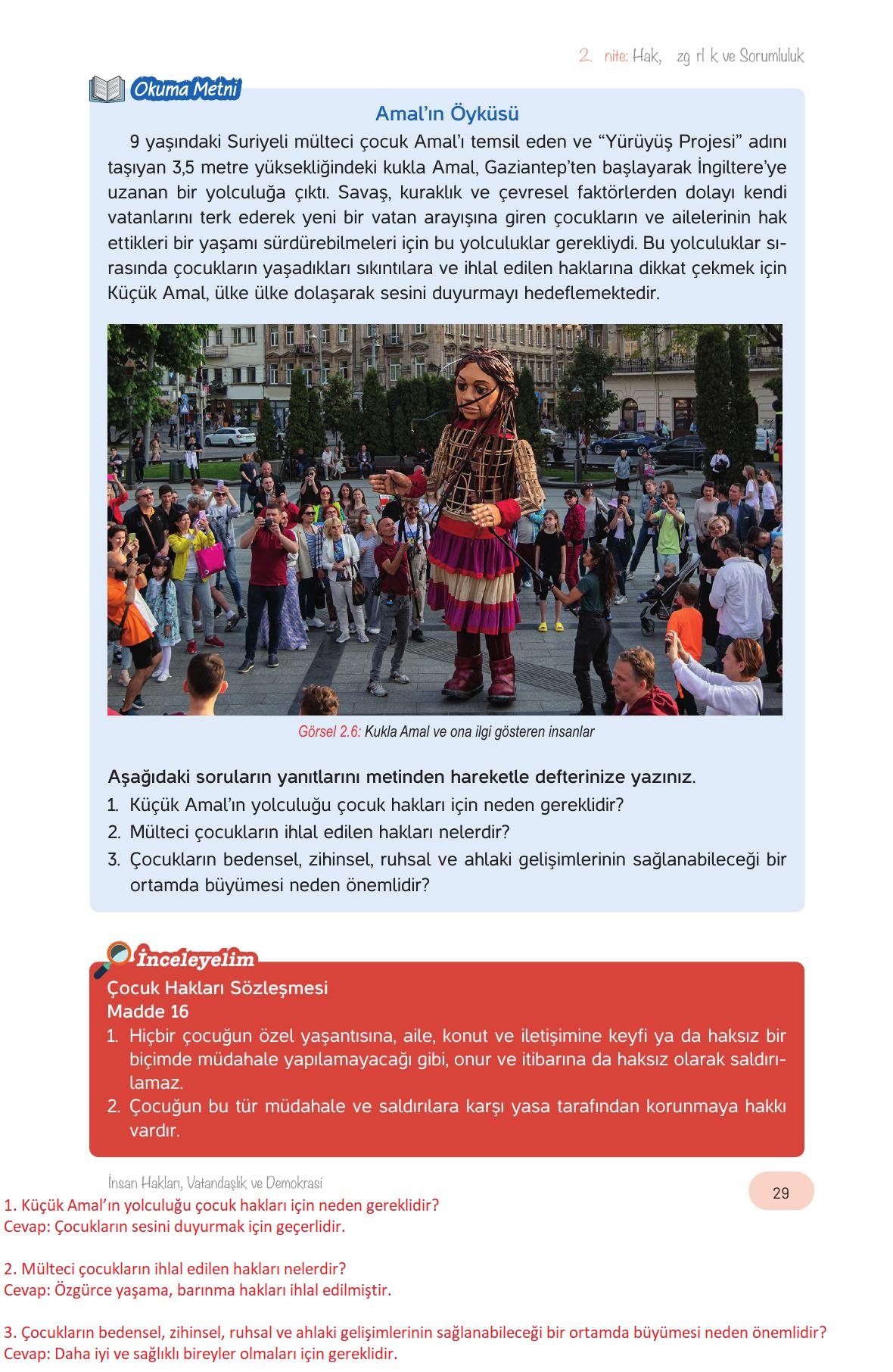 4. Sınıf Hecce Yayıncılık İnsan Hakları Vatandaşlık Ve Demokrasi Ders Kitabı Sayfa 29 Cevapları