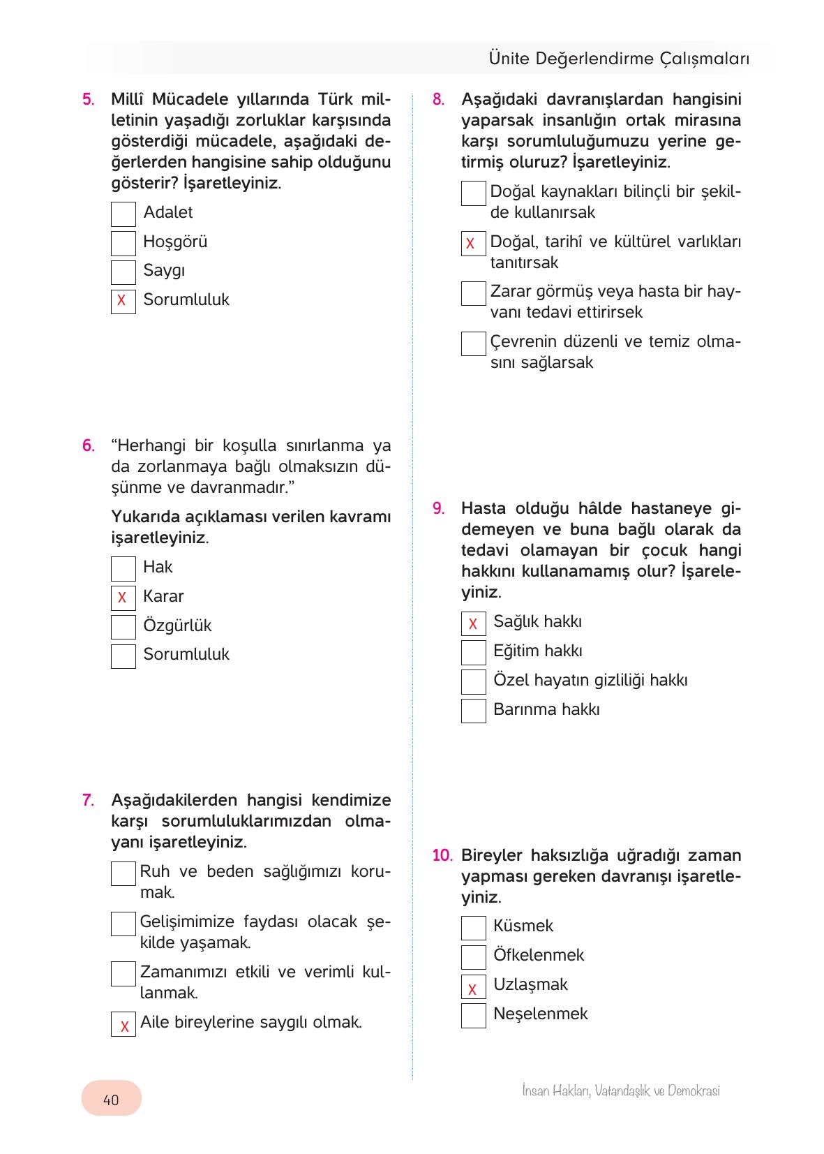 4. Sınıf Hecce Yayıncılık İnsan Hakları Vatandaşlık Ve Demokrasi Ders Kitabı Sayfa 40 Cevapları 4. Sınıf Hecce Yayıncılık İnsan Hakları Vatandaşlık Ve Demokrasi Ders Kitabı Sayfa 40 Cevapları