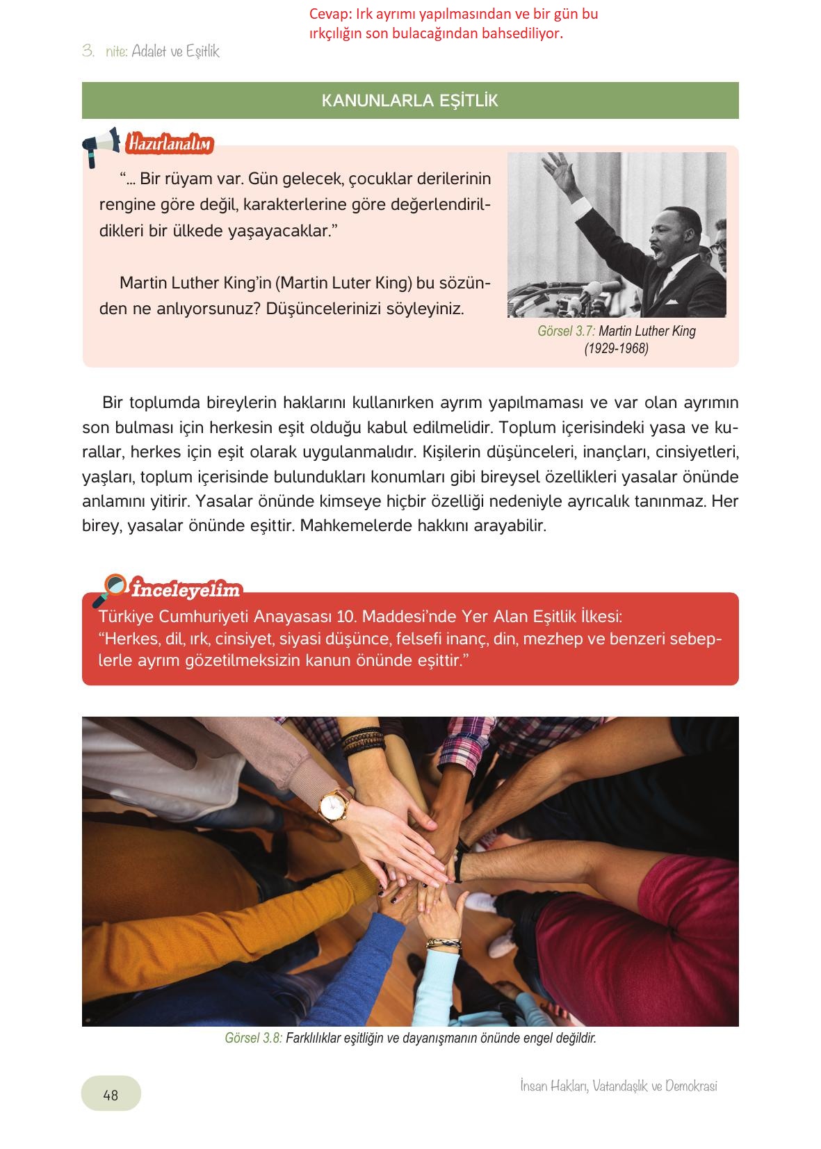 4. Sınıf Hecce Yayıncılık İnsan Hakları Vatandaşlık Ve Demokrasi Ders Kitabı Sayfa 48 Cevapları