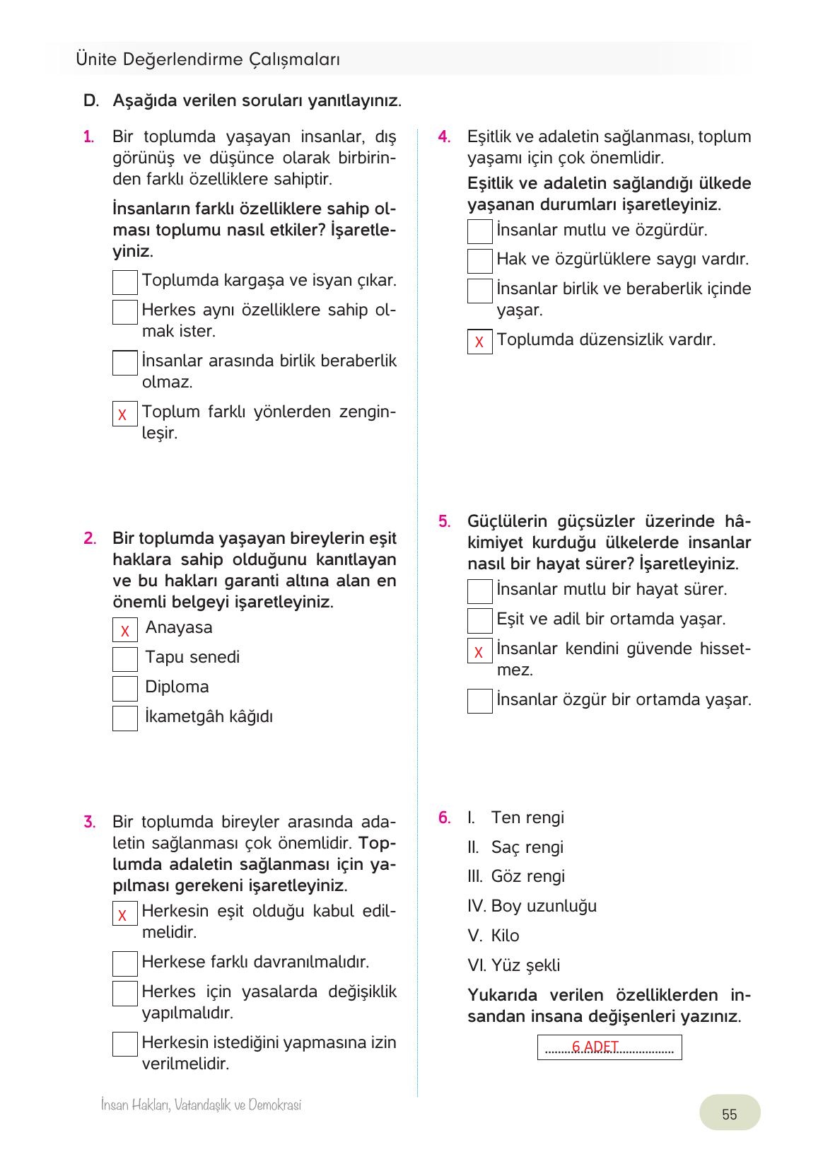 4. Sınıf Hecce Yayıncılık İnsan Hakları Vatandaşlık Ve Demokrasi Ders Kitabı Sayfa 55 Cevapları 4. Sınıf Hecce Yayıncılık İnsan Hakları Vatandaşlık Ve Demokrasi Ders Kitabı Sayfa 55 Cevapları