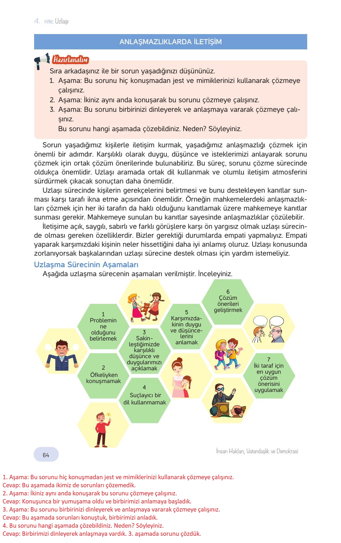 4. Sınıf Hecce Yayıncılık İnsan Hakları Vatandaşlık Ve Demokrasi Ders Kitabı Sayfa 64 Cevapları