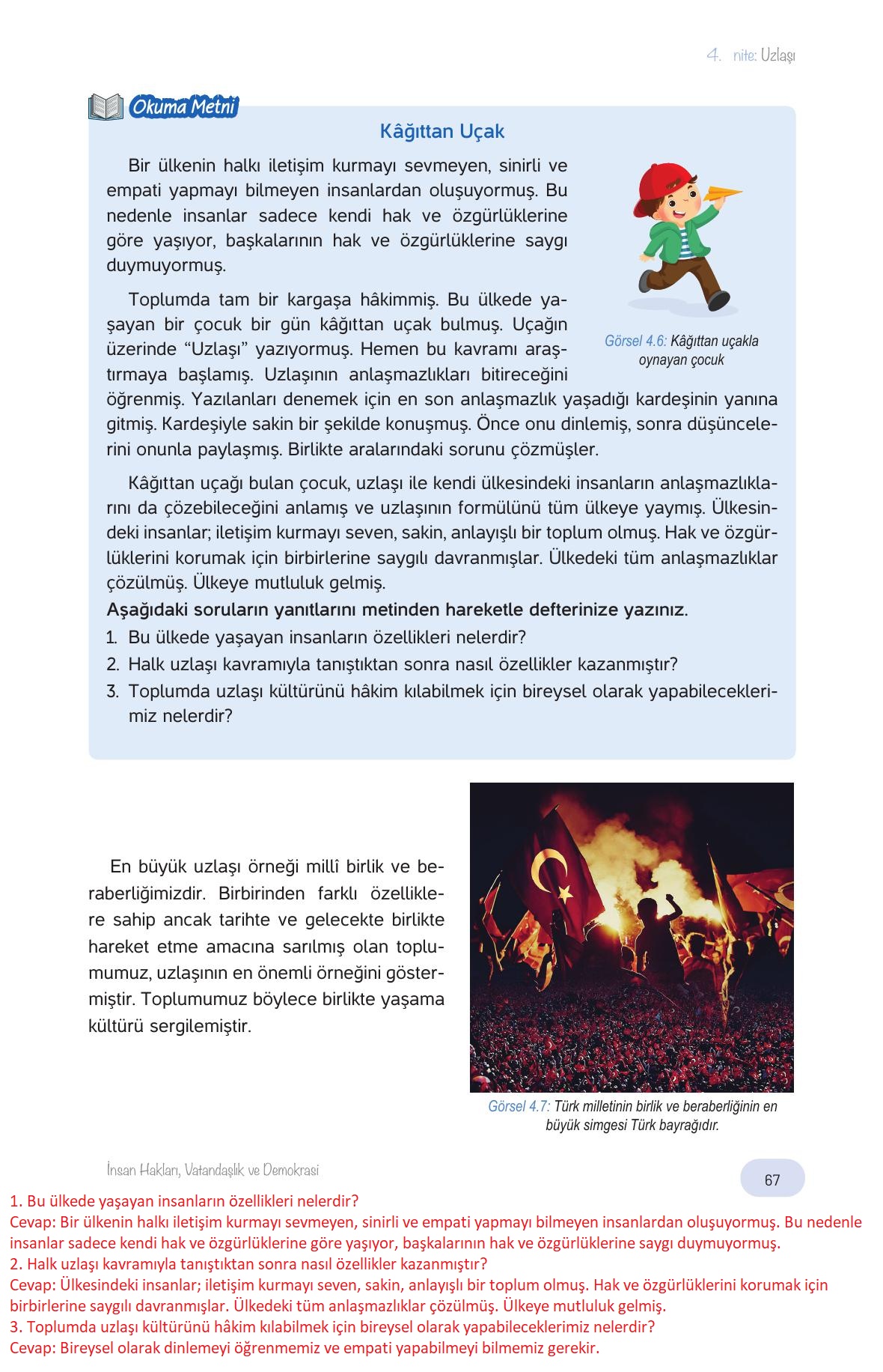 4. Sınıf Hecce Yayıncılık İnsan Hakları Vatandaşlık Ve Demokrasi Ders Kitabı Sayfa 67 Cevapları