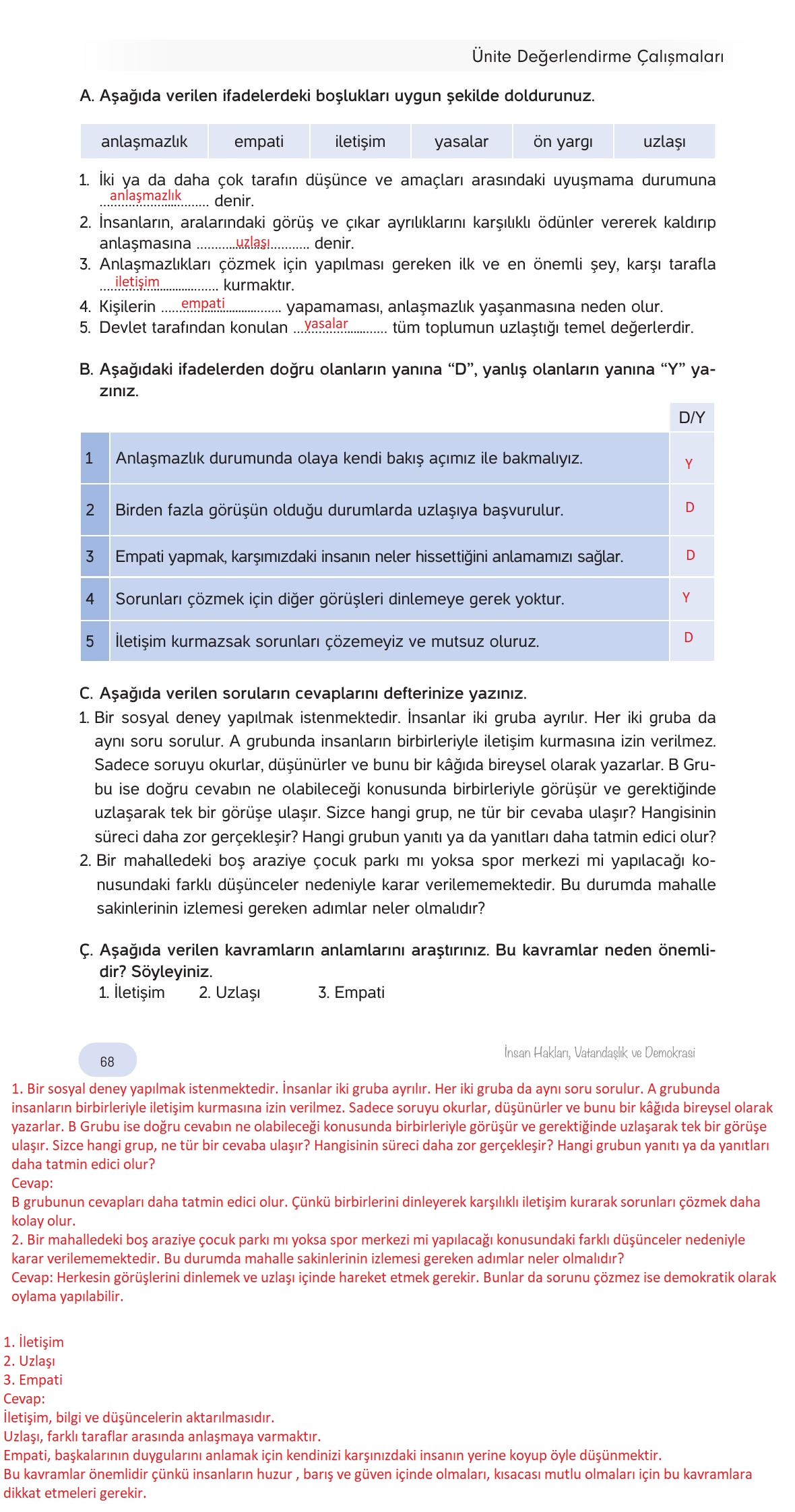 4. Sınıf Hecce Yayıncılık İnsan Hakları Vatandaşlık Ve Demokrasi Ders Kitabı Sayfa 68 Cevapları 4. Sınıf Hecce Yayıncılık İnsan Hakları Vatandaşlık Ve Demokrasi Ders Kitabı Sayfa 68 Cevapları