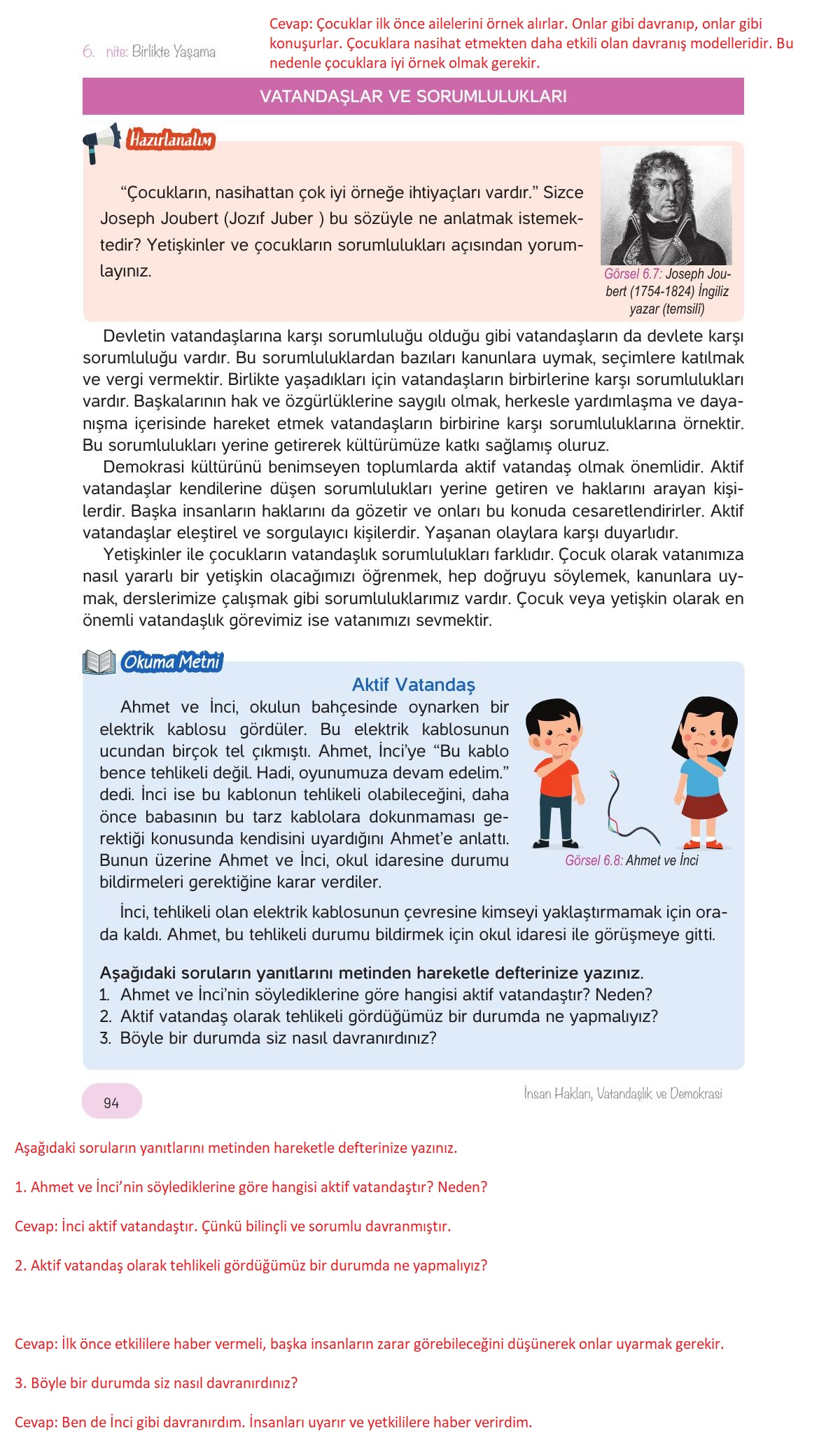 4. Sınıf Hecce Yayıncılık İnsan Hakları Vatandaşlık Ve Demokrasi Ders Kitabı Sayfa 94 Cevapları 4. Sınıf Hecce Yayıncılık İnsan Hakları Vatandaşlık Ve Demokrasi Ders Kitabı Sayfa 94 Cevapları