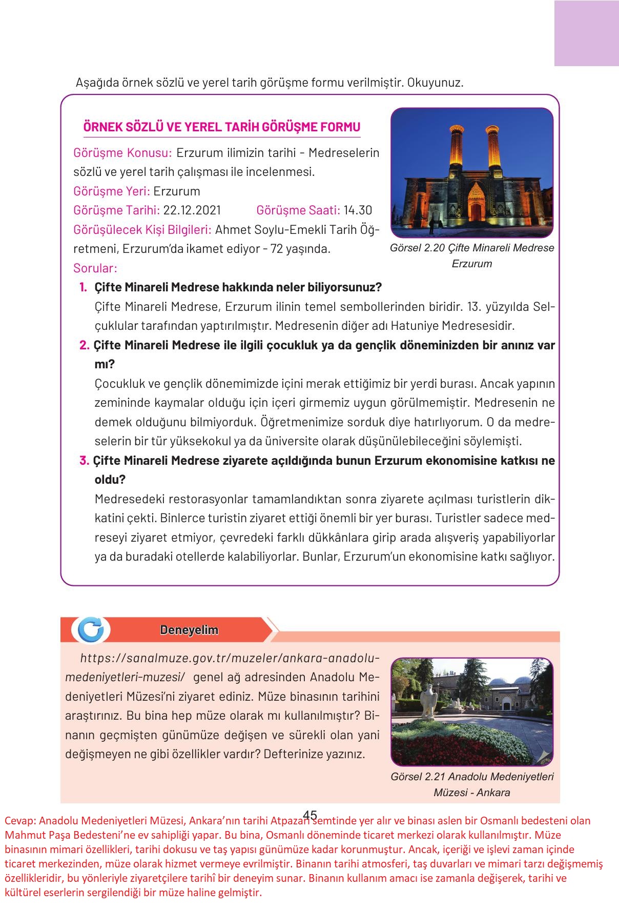 4. Sınıf Hecce Yayıncılık Sosyal Bilgiler Ders Kitabı Sayfa 45 Cevapları