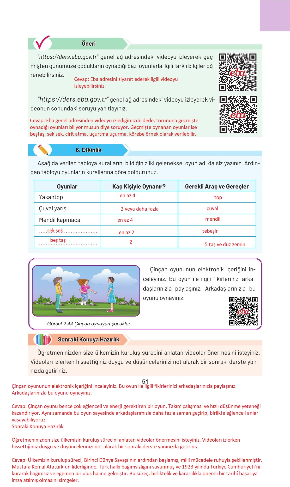 4. Sınıf Hecce Yayıncılık Sosyal Bilgiler Ders Kitabı Sayfa 51 Cevapları