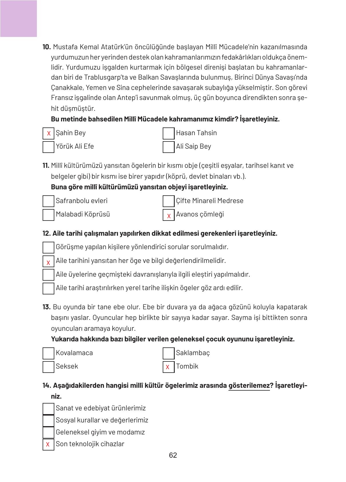 4. Sınıf Hecce Yayıncılık Sosyal Bilgiler Ders Kitabı Sayfa 62 Cevapları