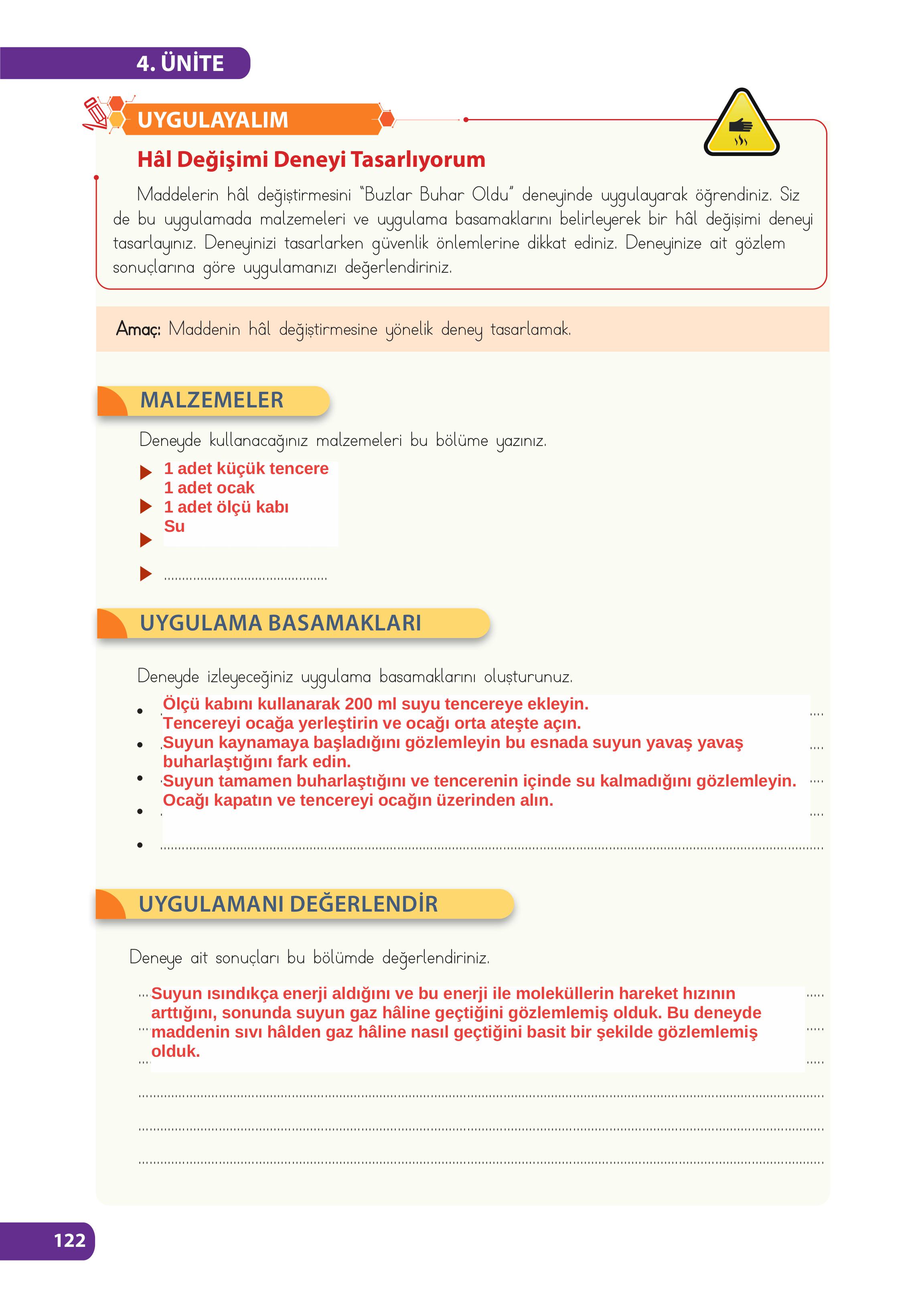 4. Sınıf Meb Yayınları Fen Bilimleri Ders Kitabı Sayfa 122 Cevapları