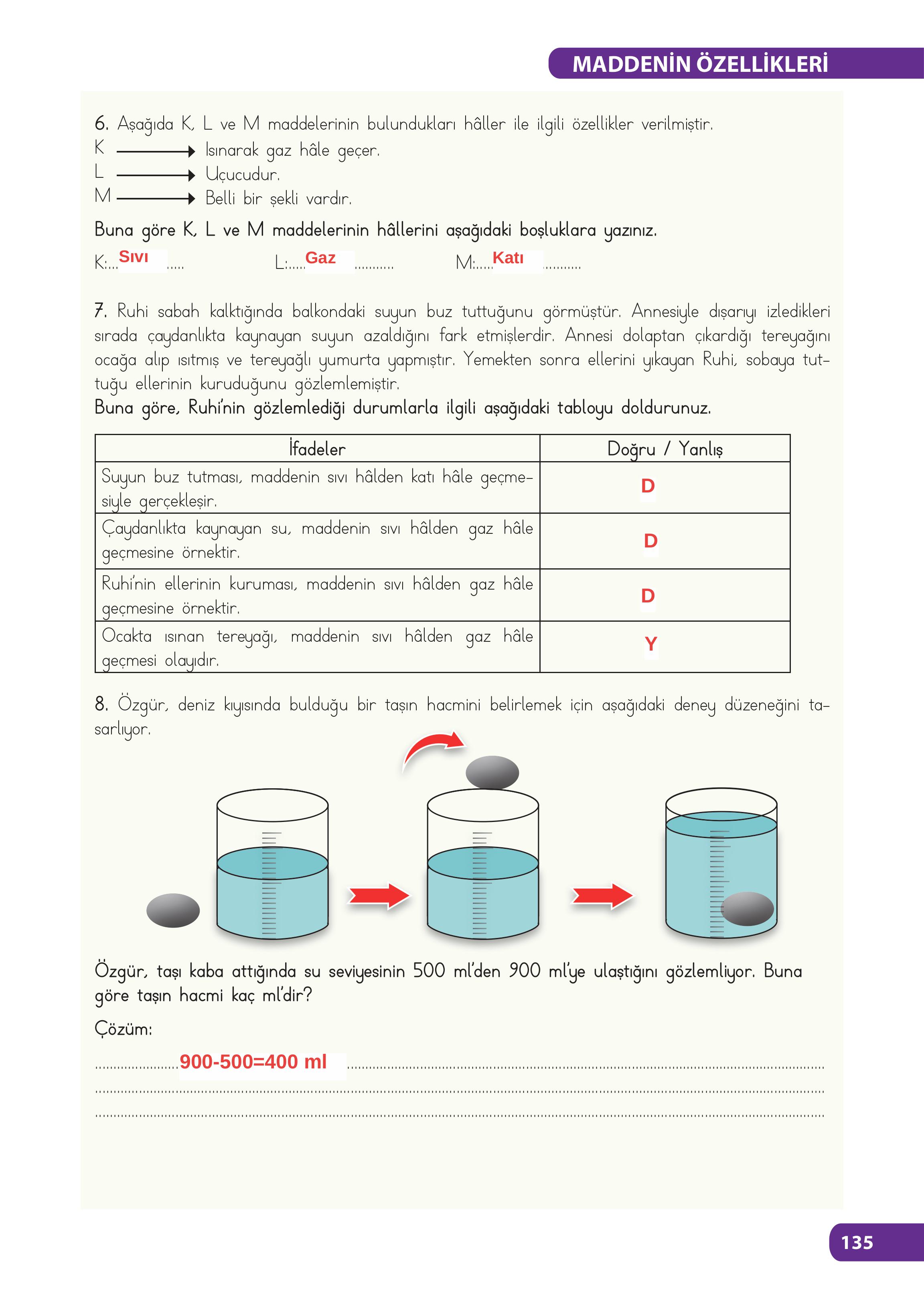 4. Sınıf Meb Yayınları Fen Bilimleri Ders Kitabı Sayfa 135 Cevapları