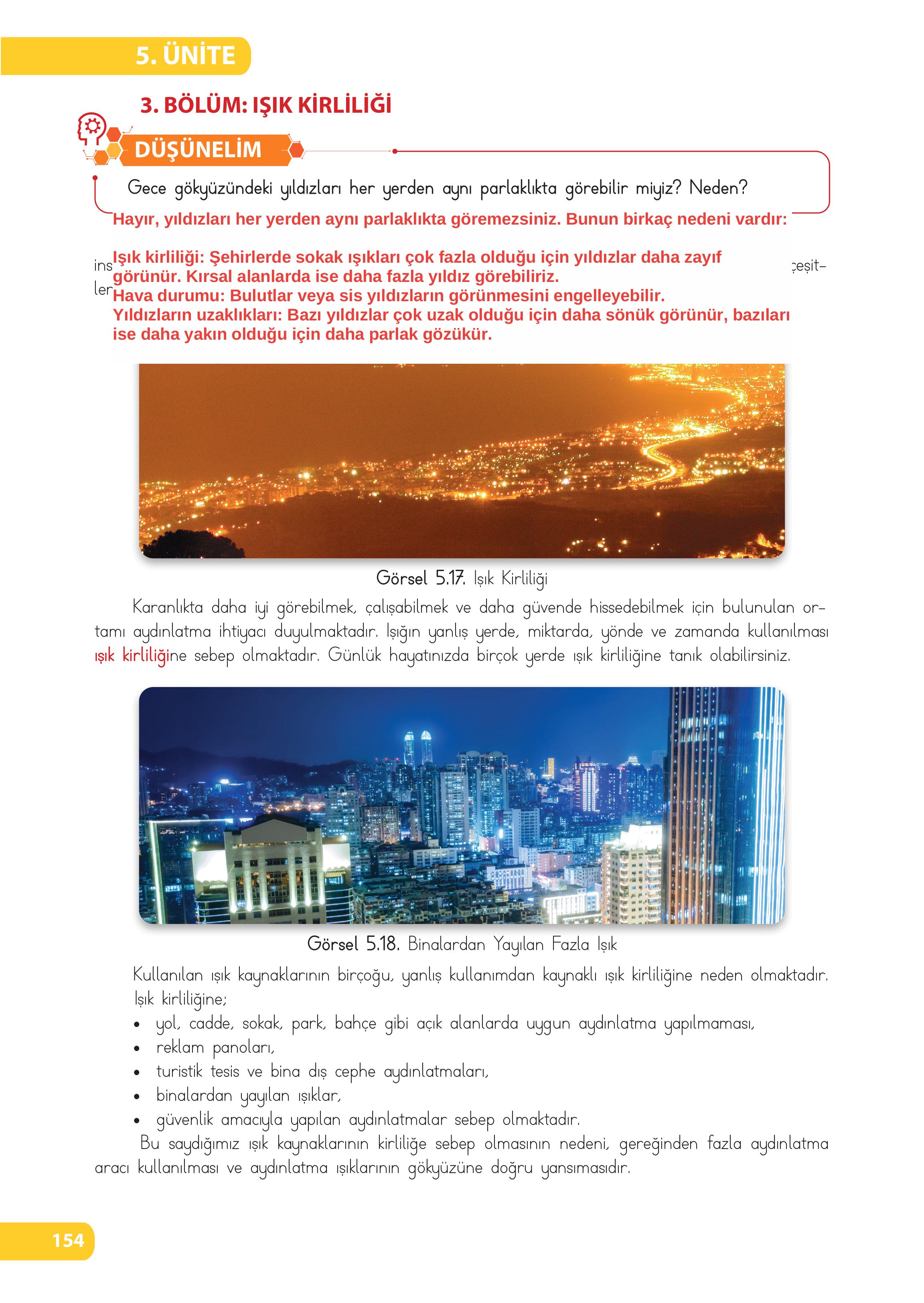 4. Sınıf Meb Yayınları Fen Bilimleri Ders Kitabı Sayfa 154 Cevapları