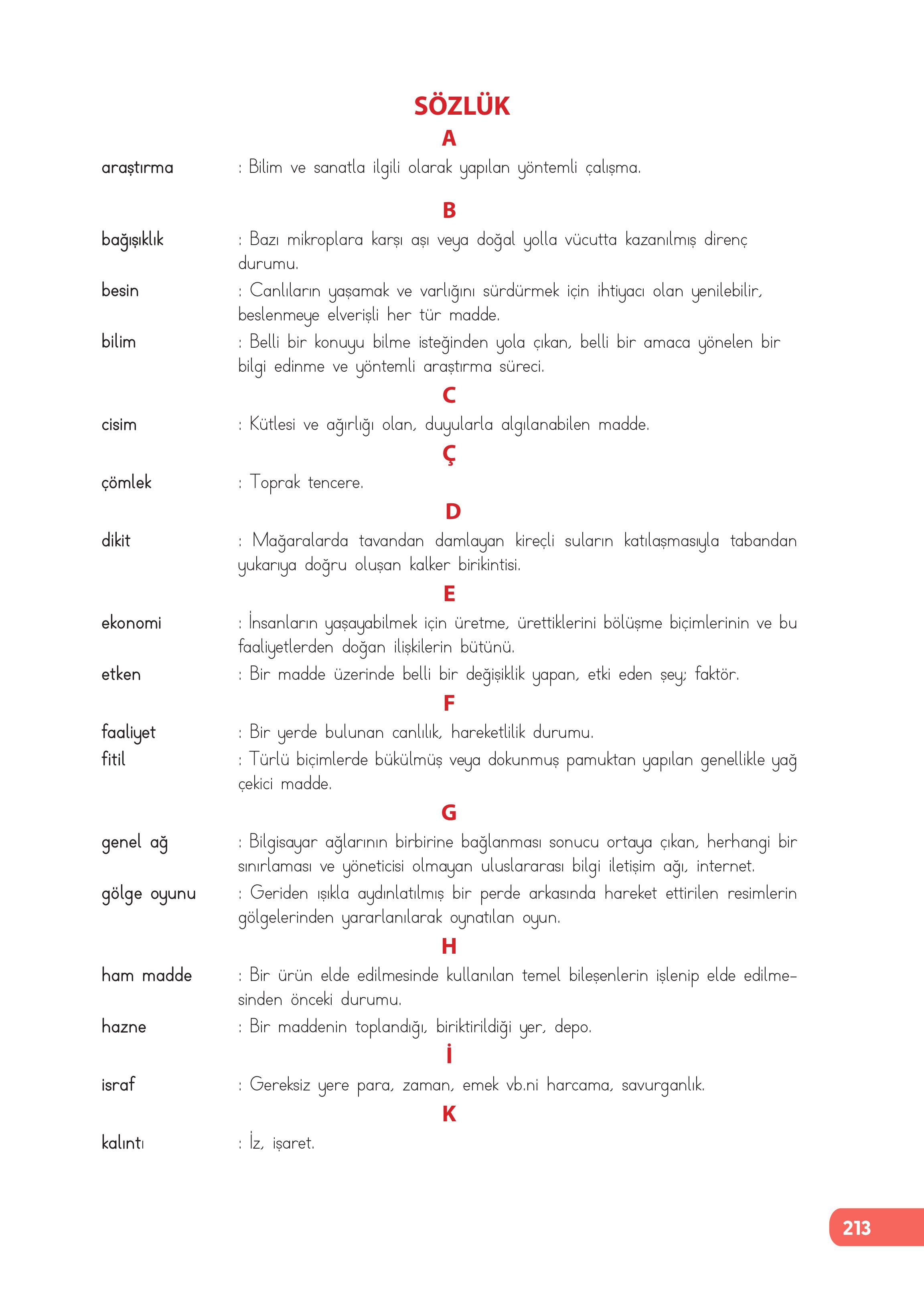 4. Sınıf Meb Yayınları Fen Bilimleri Ders Kitabı Sayfa 213 Cevapları