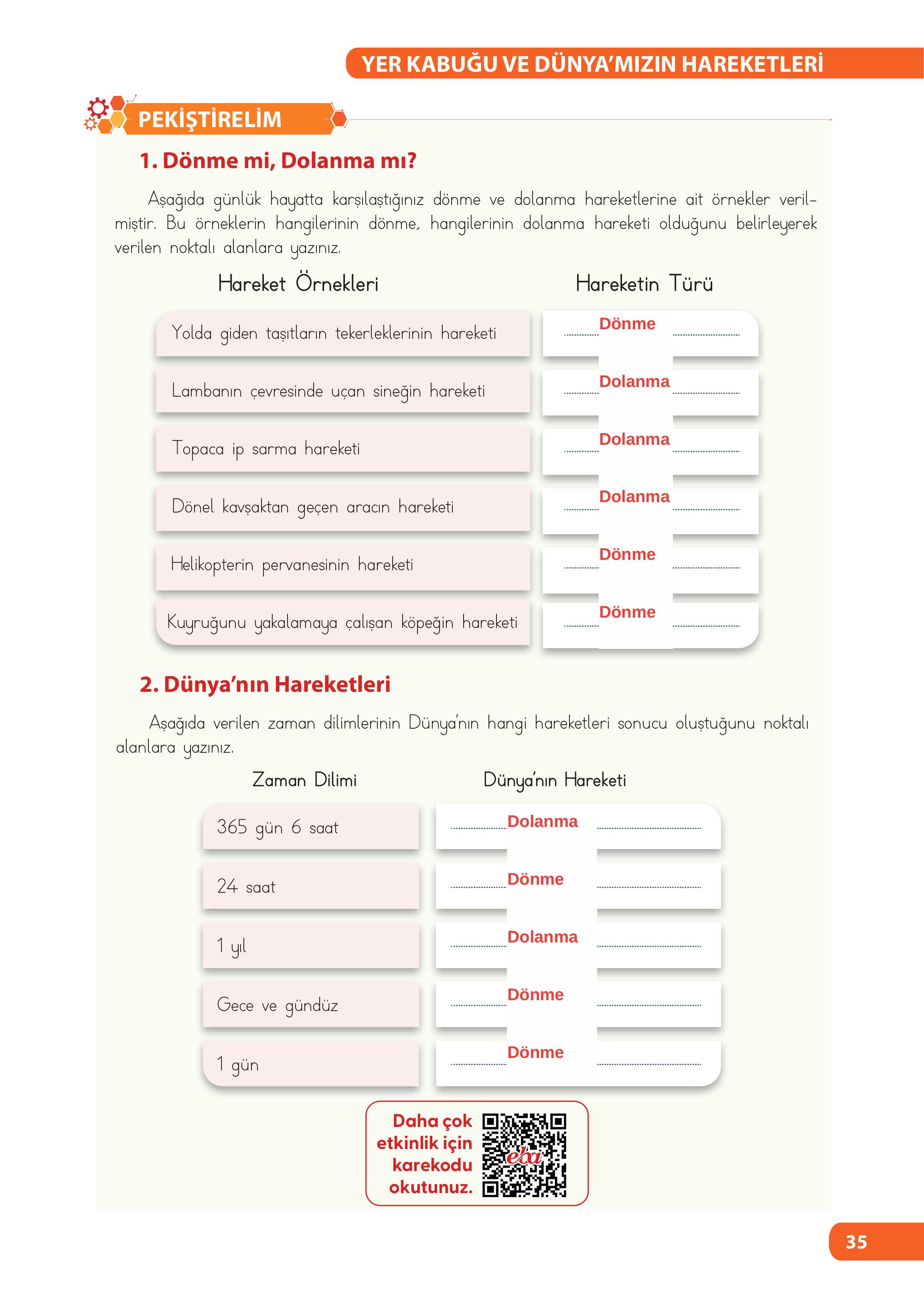 4. Sınıf Meb Yayınları Fen Bilimleri Ders Kitabı Sayfa 35 Cevapları