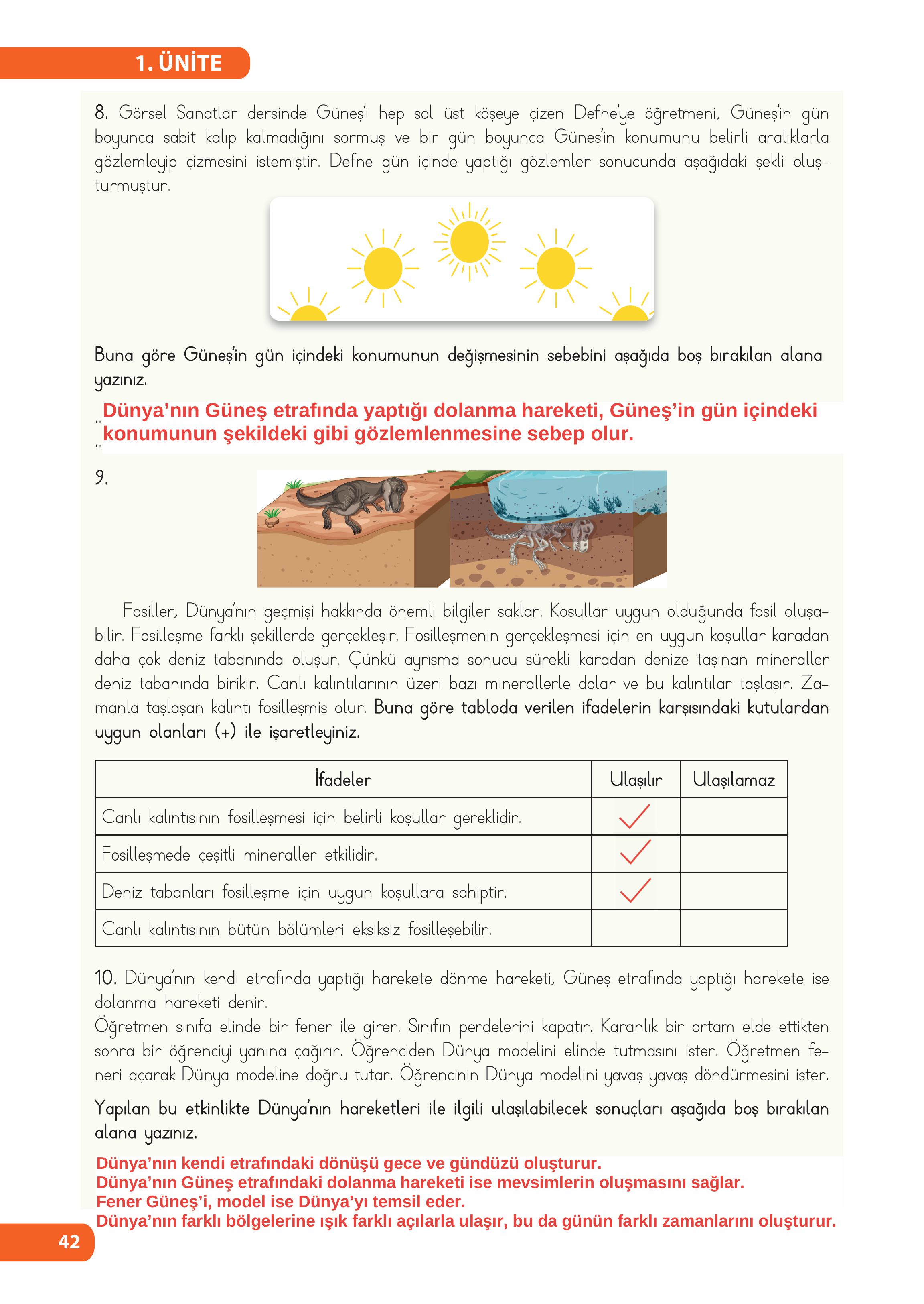 4. Sınıf Meb Yayınları Fen Bilimleri Ders Kitabı Sayfa 42 Cevapları