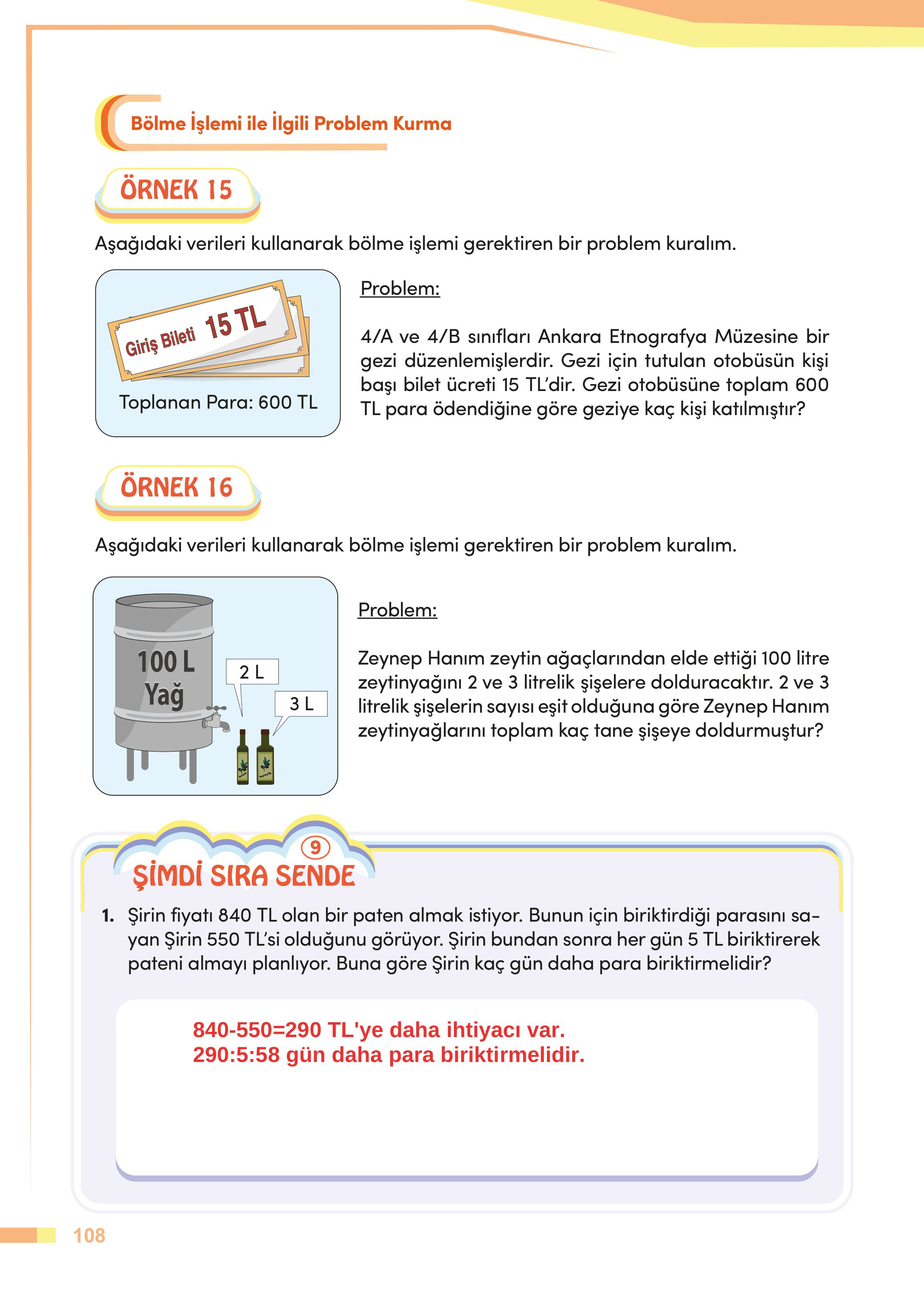 4. Sınıf Meb Yayınları Matematik Ders Kitabı Sayfa 108 Cevapları 4. Sınıf Meb Yayınları Matematik Ders Kitabı Sayfa 108 Cevapları