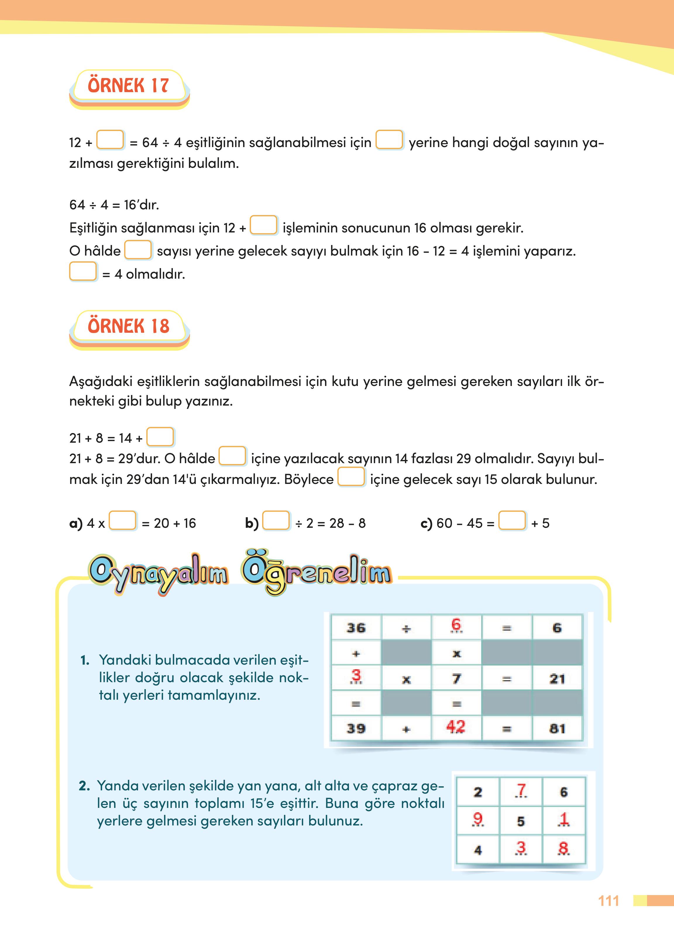 4. Sınıf Meb Yayınları Matematik Ders Kitabı Sayfa 111 Cevapları 4. Sınıf Meb Yayınları Matematik Ders Kitabı Sayfa 111 Cevapları
