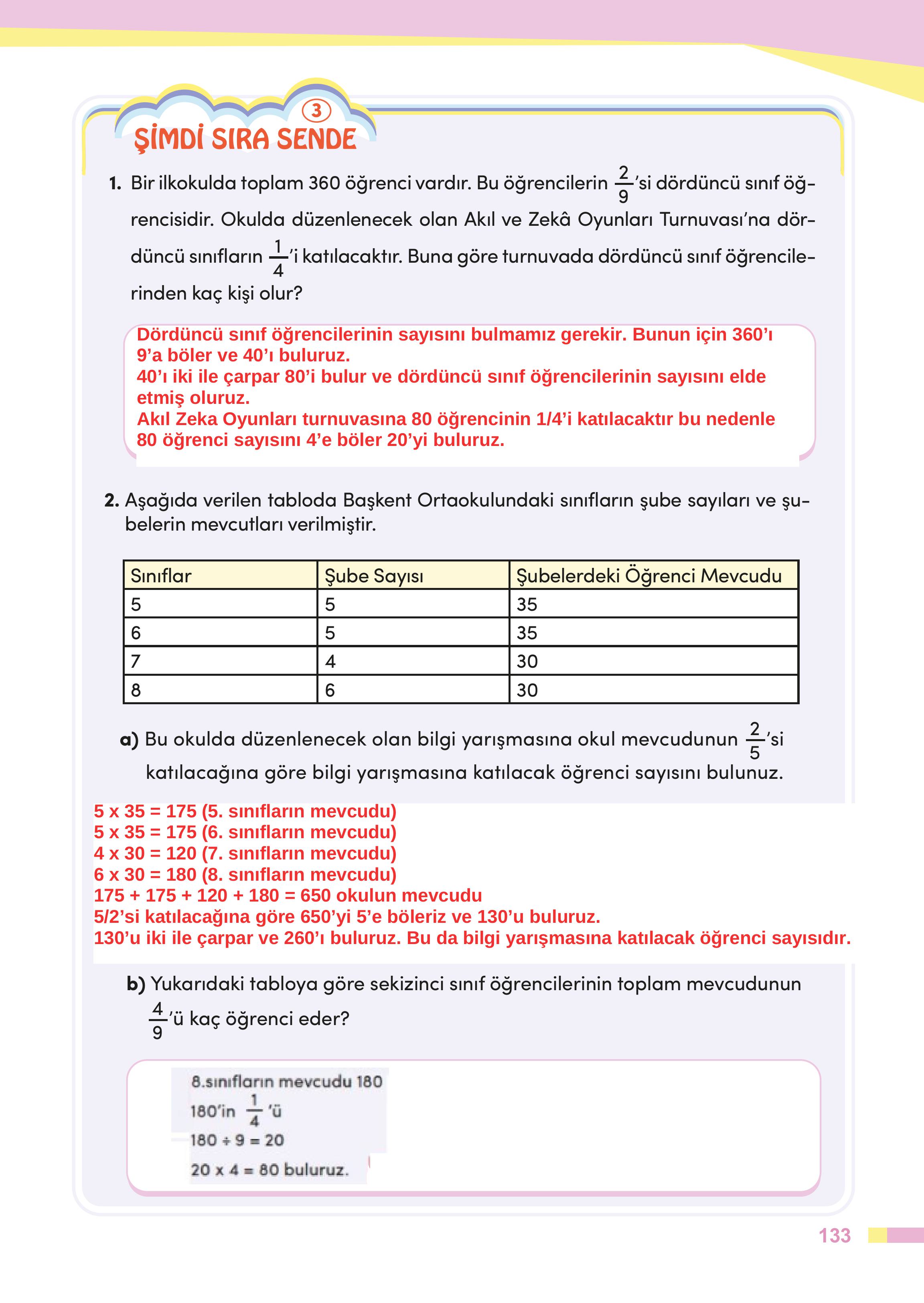 4. Sınıf Meb Yayınları Matematik Ders Kitabı Sayfa 133 Cevapları 4. Sınıf Meb Yayınları Matematik Ders Kitabı Sayfa 133 Cevapları
