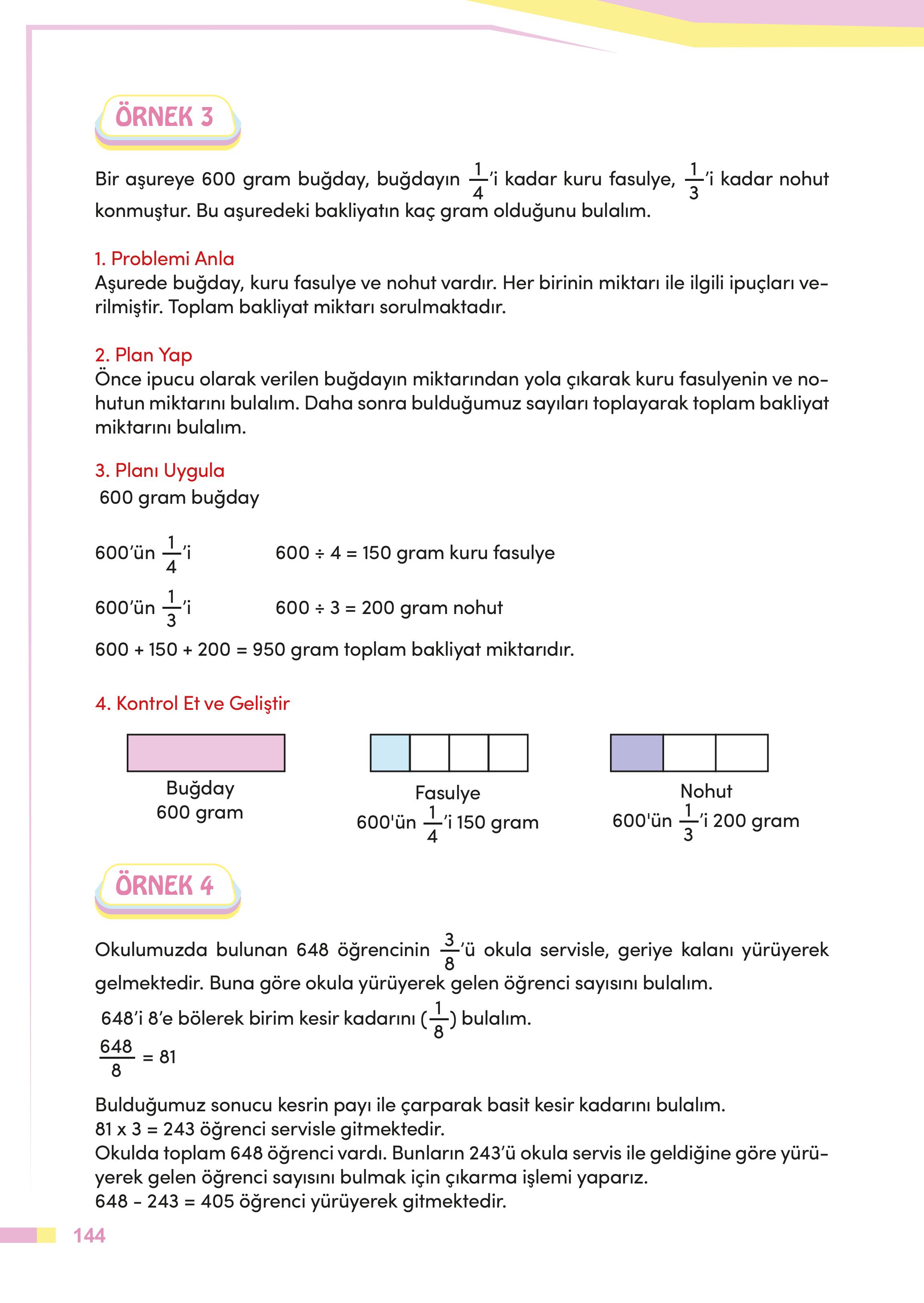4. Sınıf Meb Yayınları Matematik Ders Kitabı Sayfa 144 Cevapları 4. Sınıf Meb Yayınları Matematik Ders Kitabı Sayfa 144 Cevapları