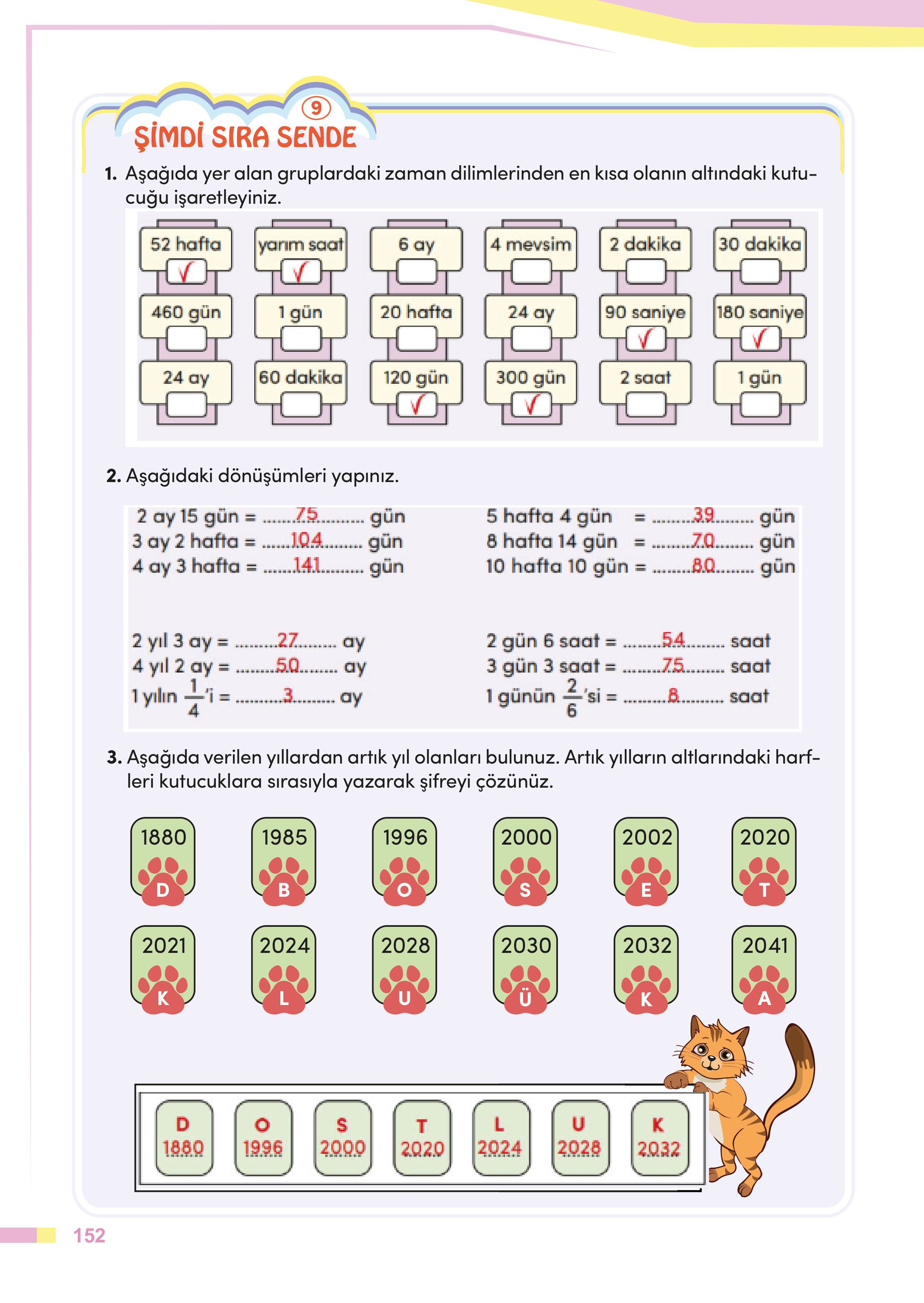 4. Sınıf Meb Yayınları Matematik Ders Kitabı Sayfa 152 Cevapları 4. Sınıf Meb Yayınları Matematik Ders Kitabı Sayfa 152 Cevapları