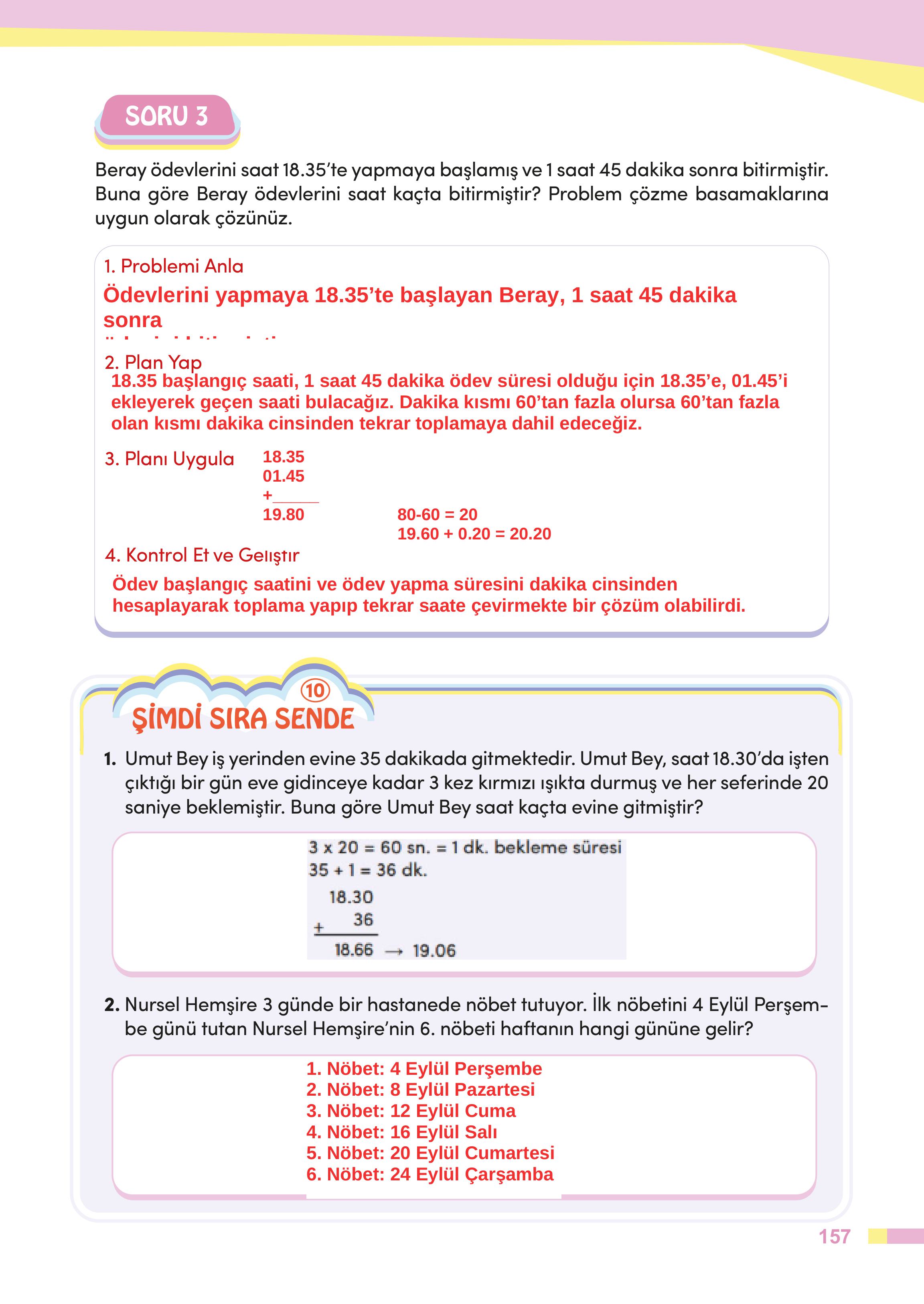 4. Sınıf Meb Yayınları Matematik Ders Kitabı Sayfa 157 Cevapları