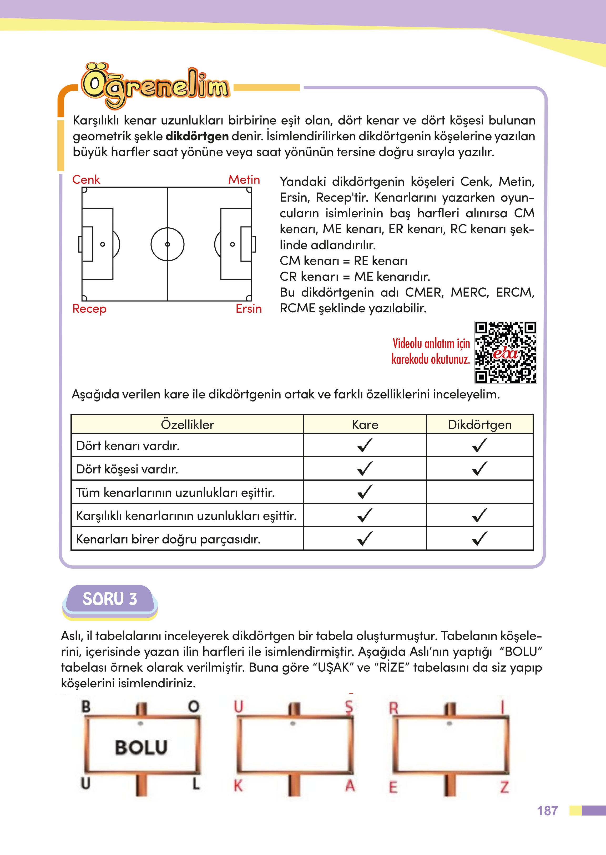 4. Sınıf Meb Yayınları Matematik Ders Kitabı Sayfa 187 Cevapları