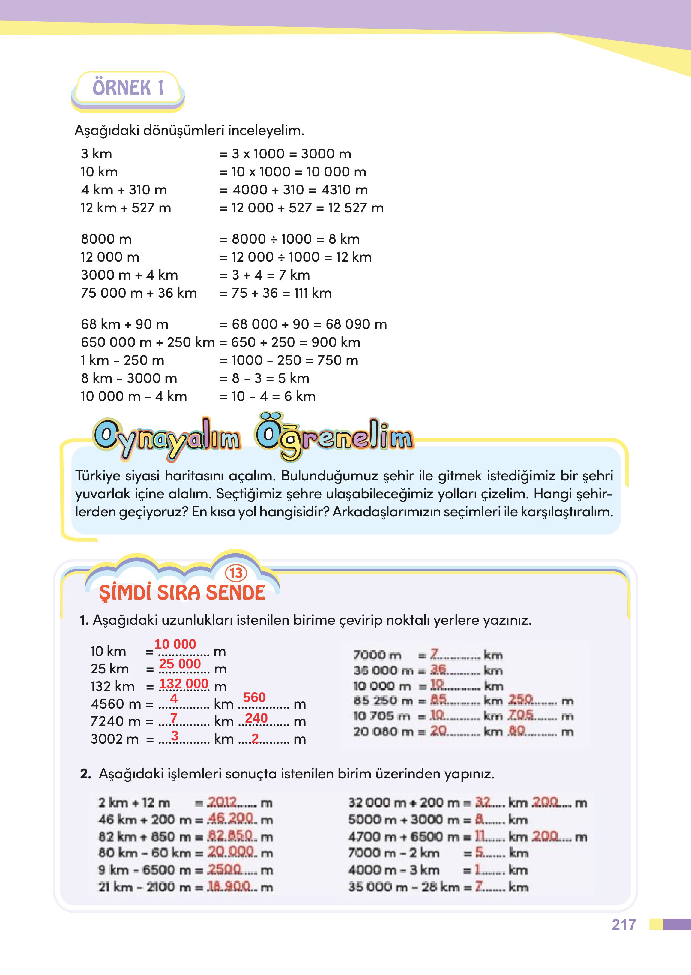 4. Sınıf Meb Yayınları Matematik Ders Kitabı Sayfa 217 Cevapları