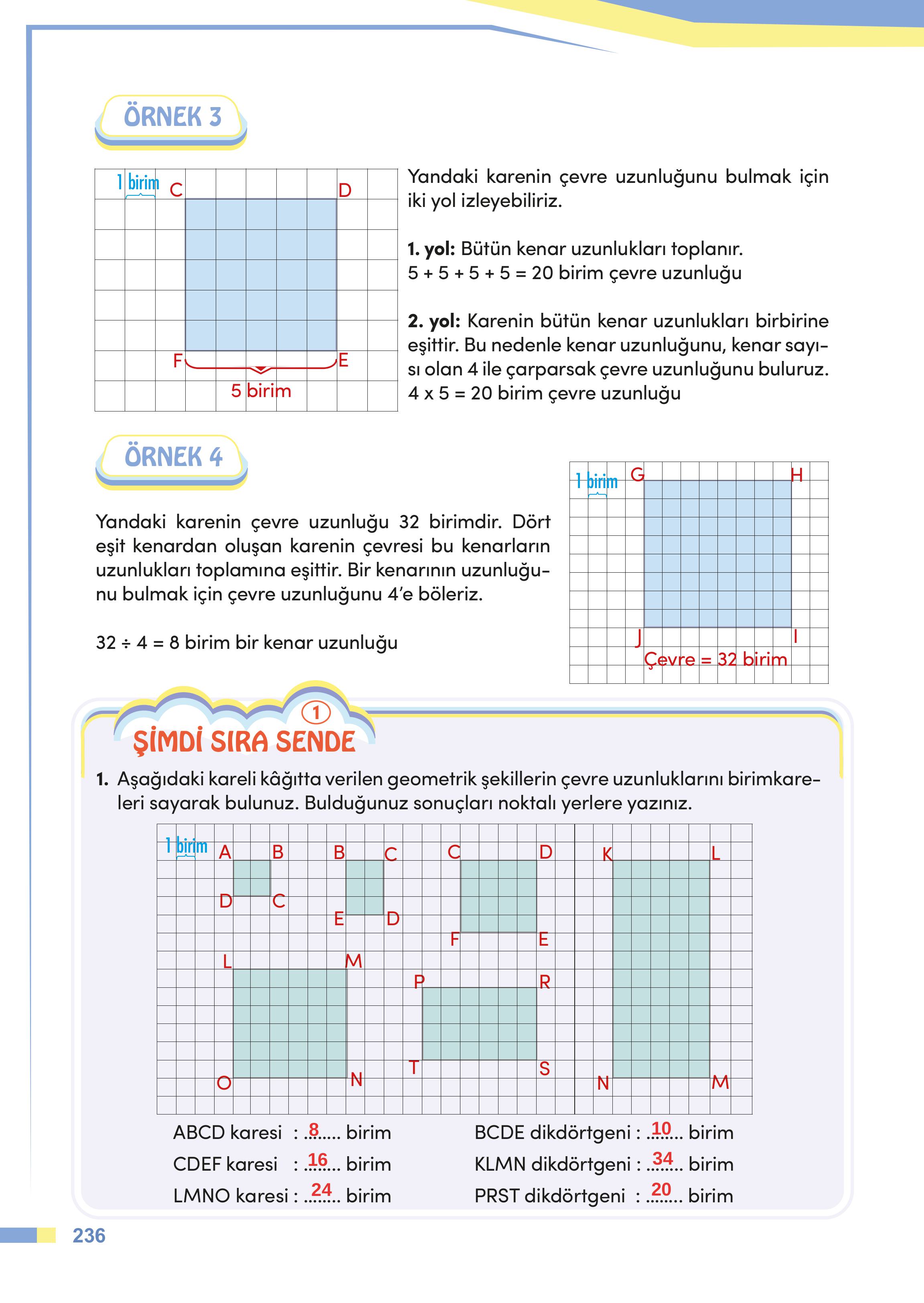 4. Sınıf Meb Yayınları Matematik Ders Kitabı Sayfa 236 Cevapları