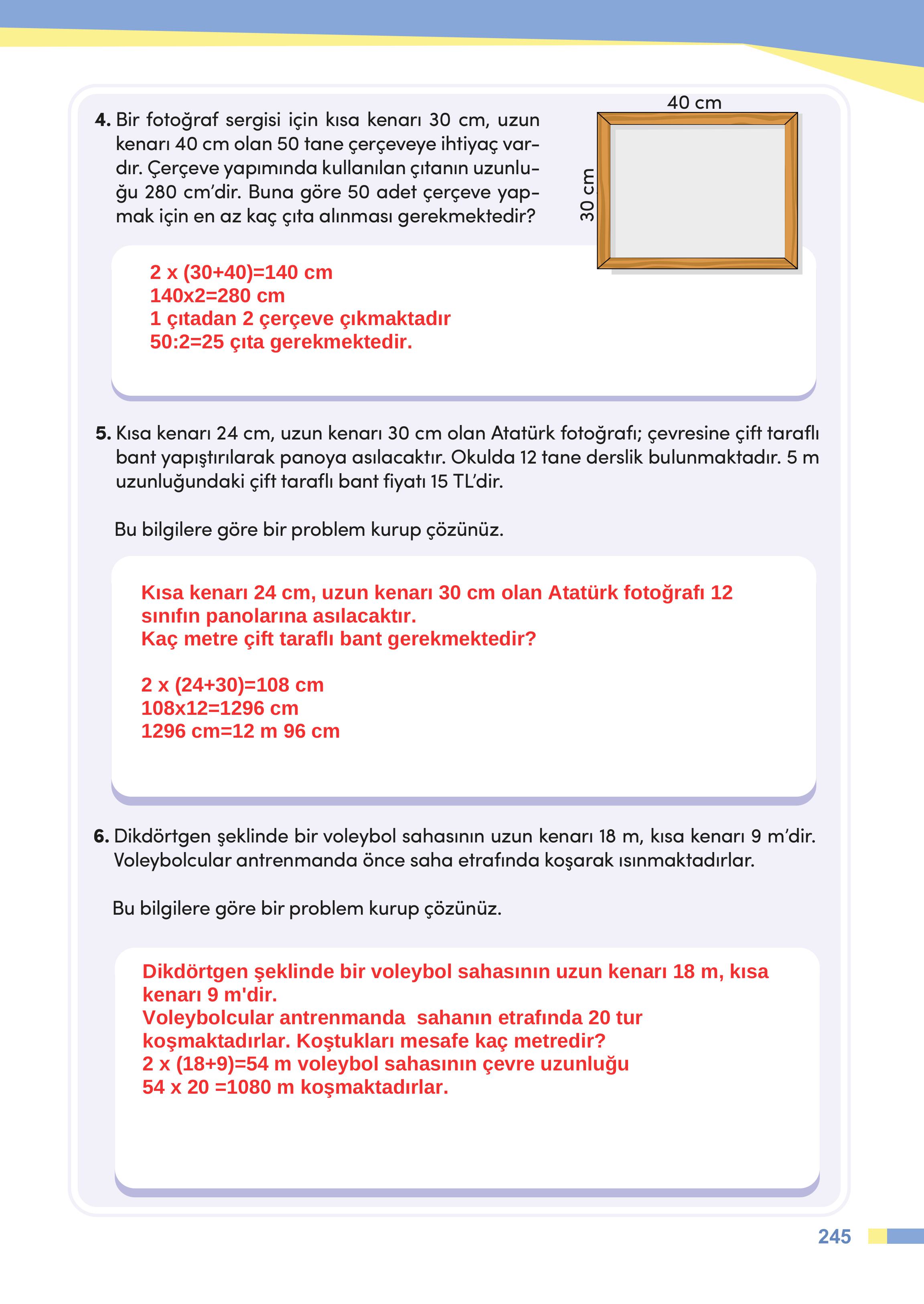 4. Sınıf Meb Yayınları Matematik Ders Kitabı Sayfa 245 Cevapları