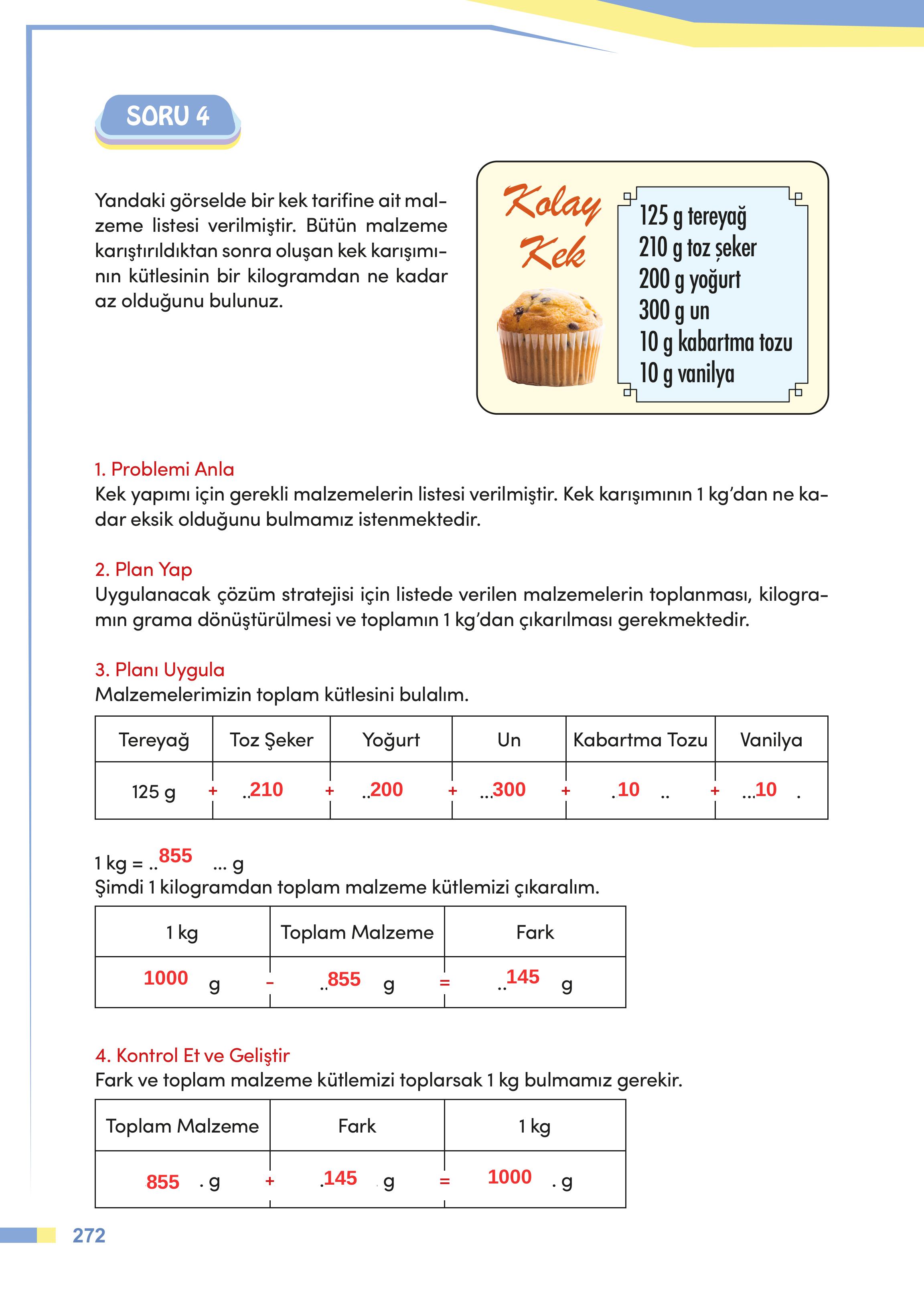 4. Sınıf Meb Yayınları Matematik Ders Kitabı Sayfa 272 Cevapları