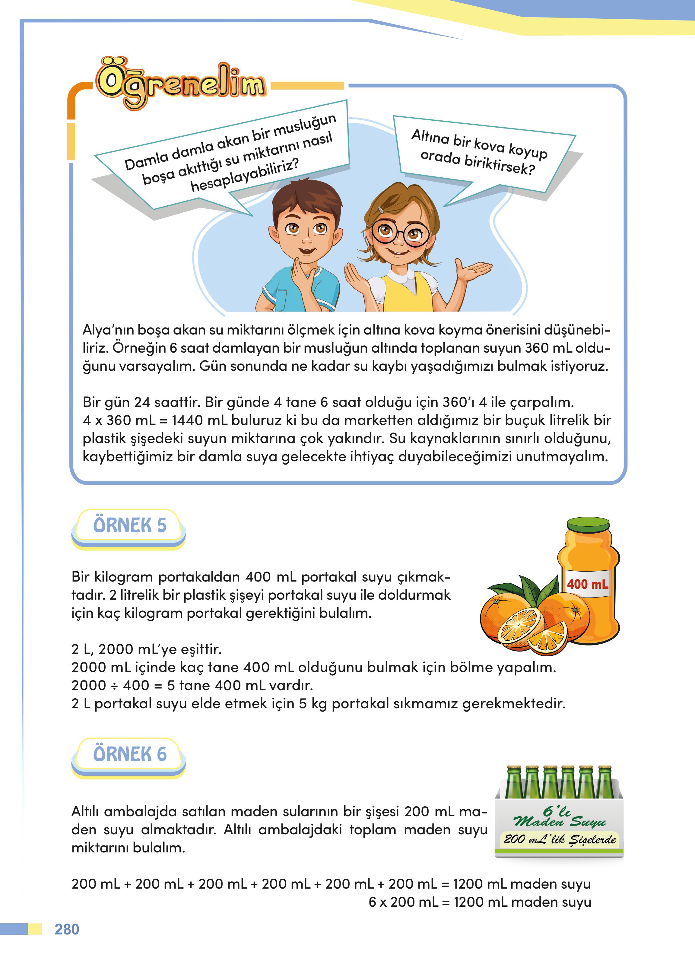 4. Sınıf Meb Yayınları Matematik Ders Kitabı Sayfa 280 Cevapları