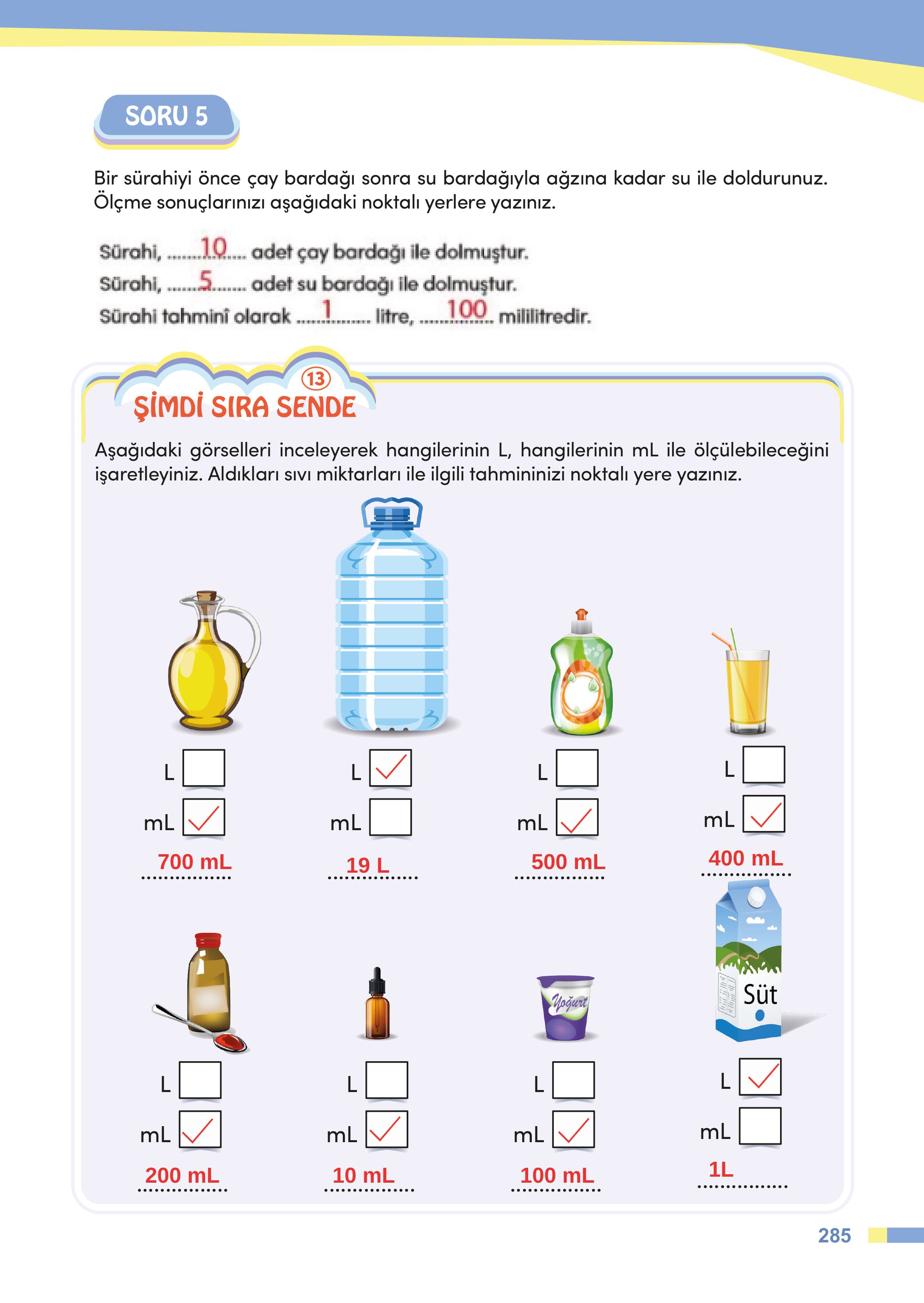 4. Sınıf Meb Yayınları Matematik Ders Kitabı Sayfa 285 Cevapları