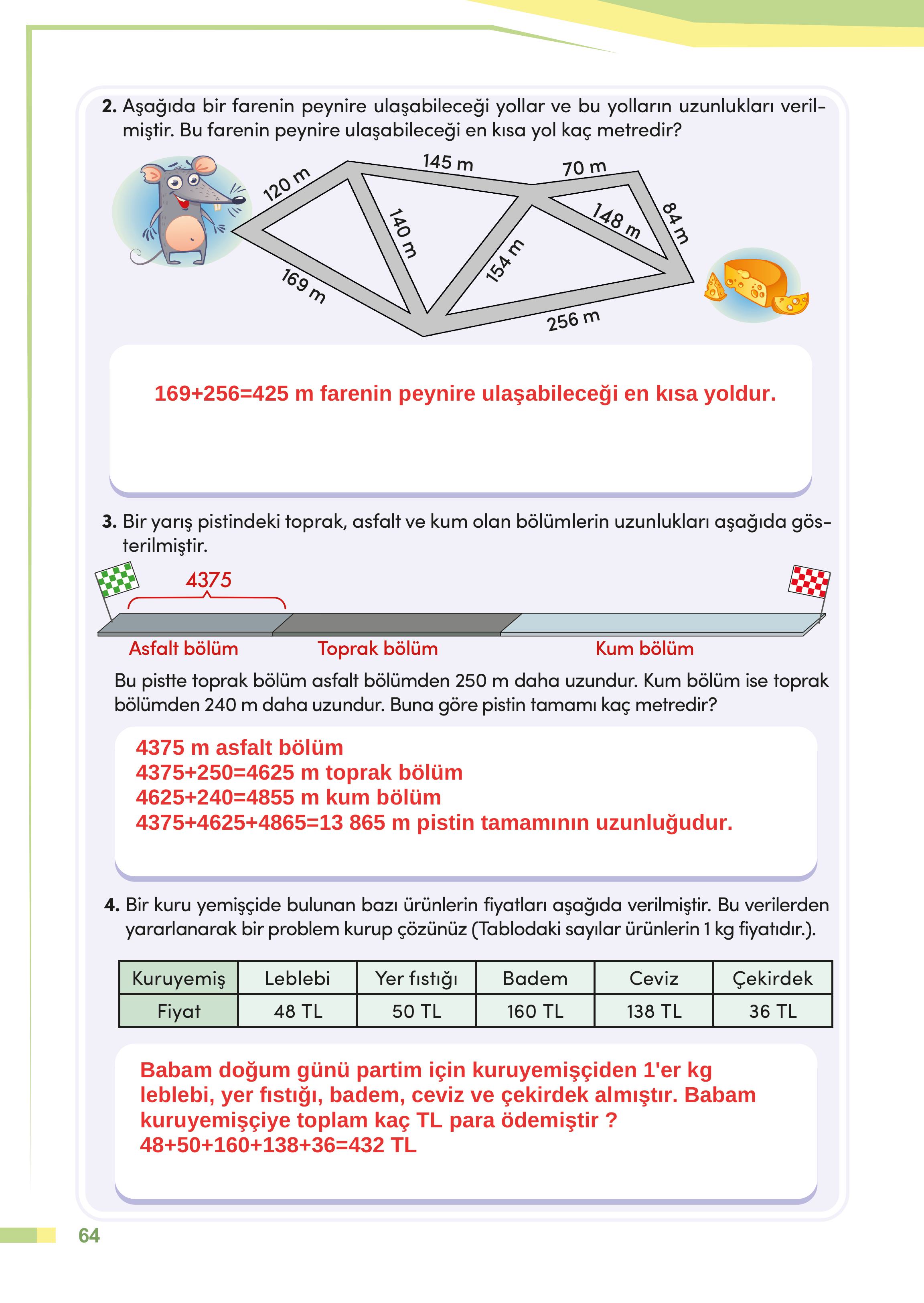 4. Sınıf Meb Yayınları Matematik Ders Kitabı Sayfa 64 Cevapları 4. Sınıf Meb Yayınları Matematik Ders Kitabı Sayfa 64 Cevapları