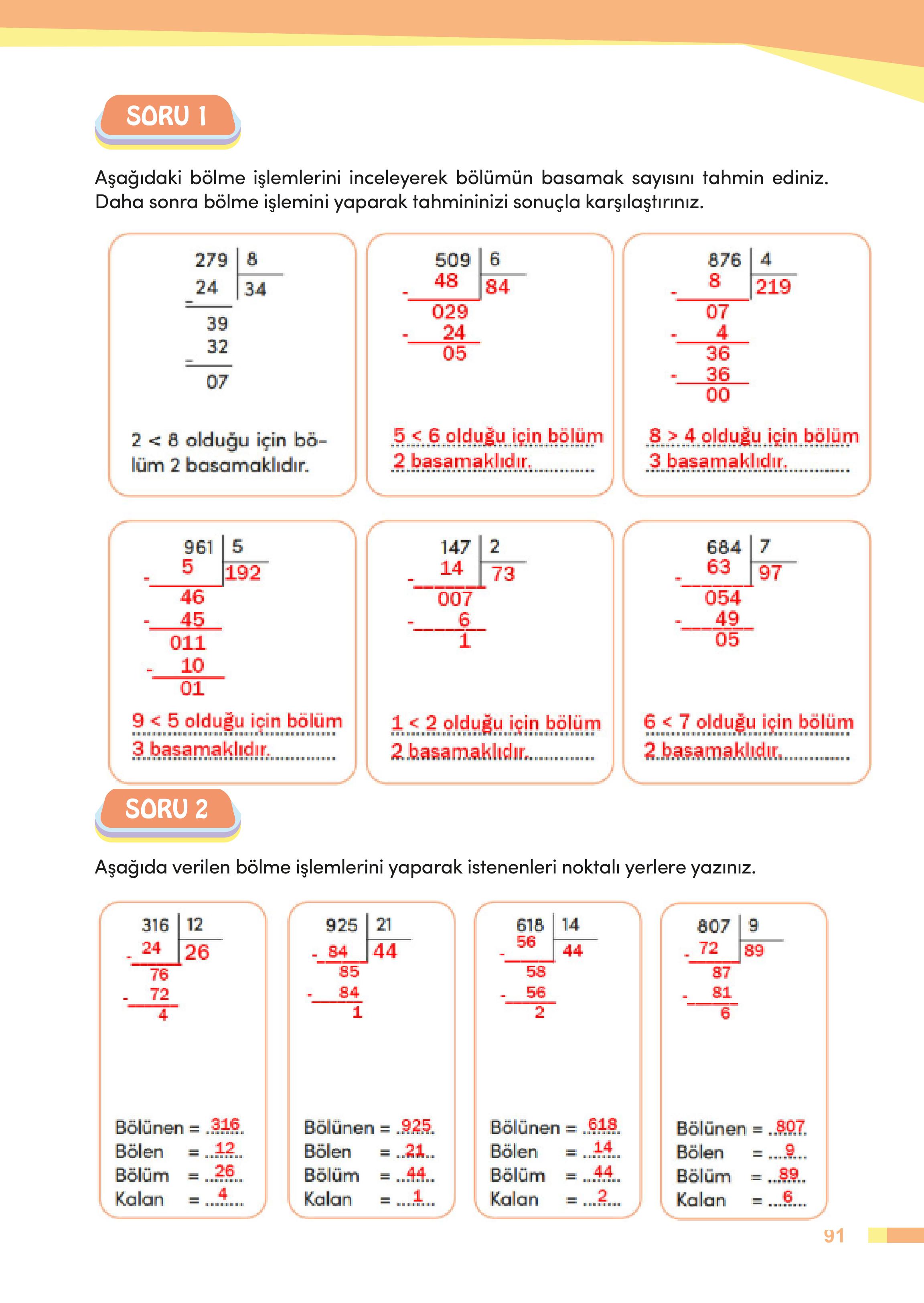 4. Sınıf Meb Yayınları Matematik Ders Kitabı Sayfa 91 Cevapları 4. Sınıf Meb Yayınları Matematik Ders Kitabı Sayfa 91 Cevapları