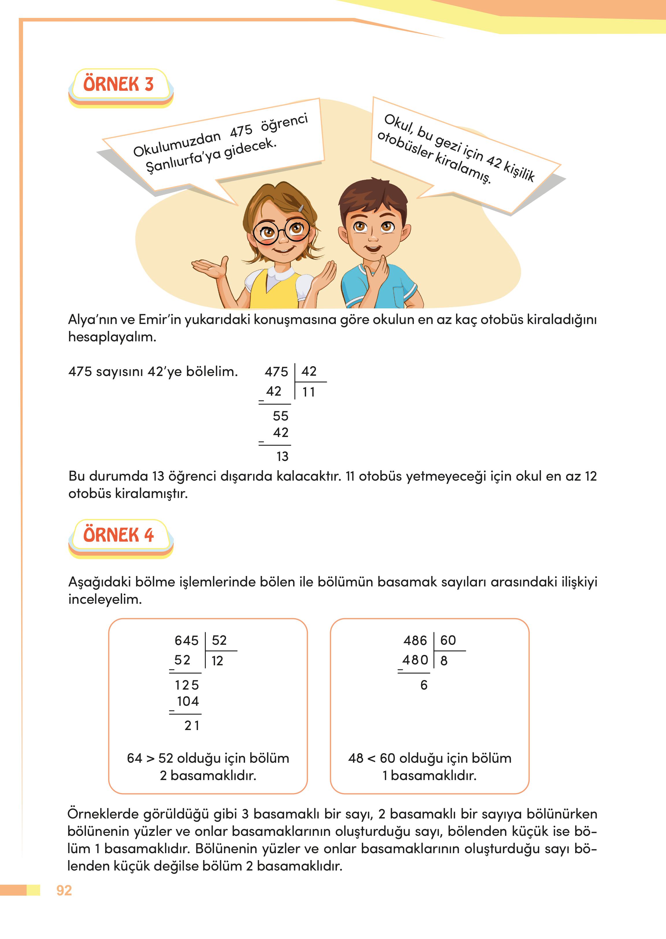 4. Sınıf Meb Yayınları Matematik Ders Kitabı Sayfa 92 Cevapları