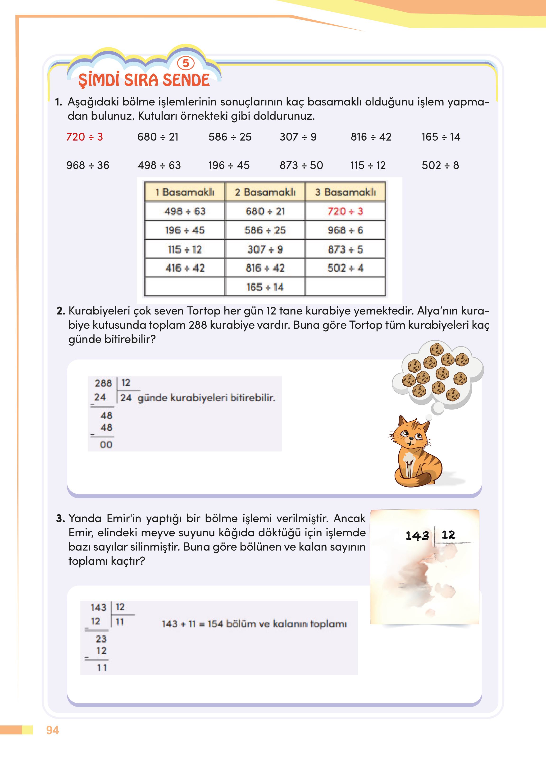 4. Sınıf Meb Yayınları Matematik Ders Kitabı Sayfa 94 Cevapları