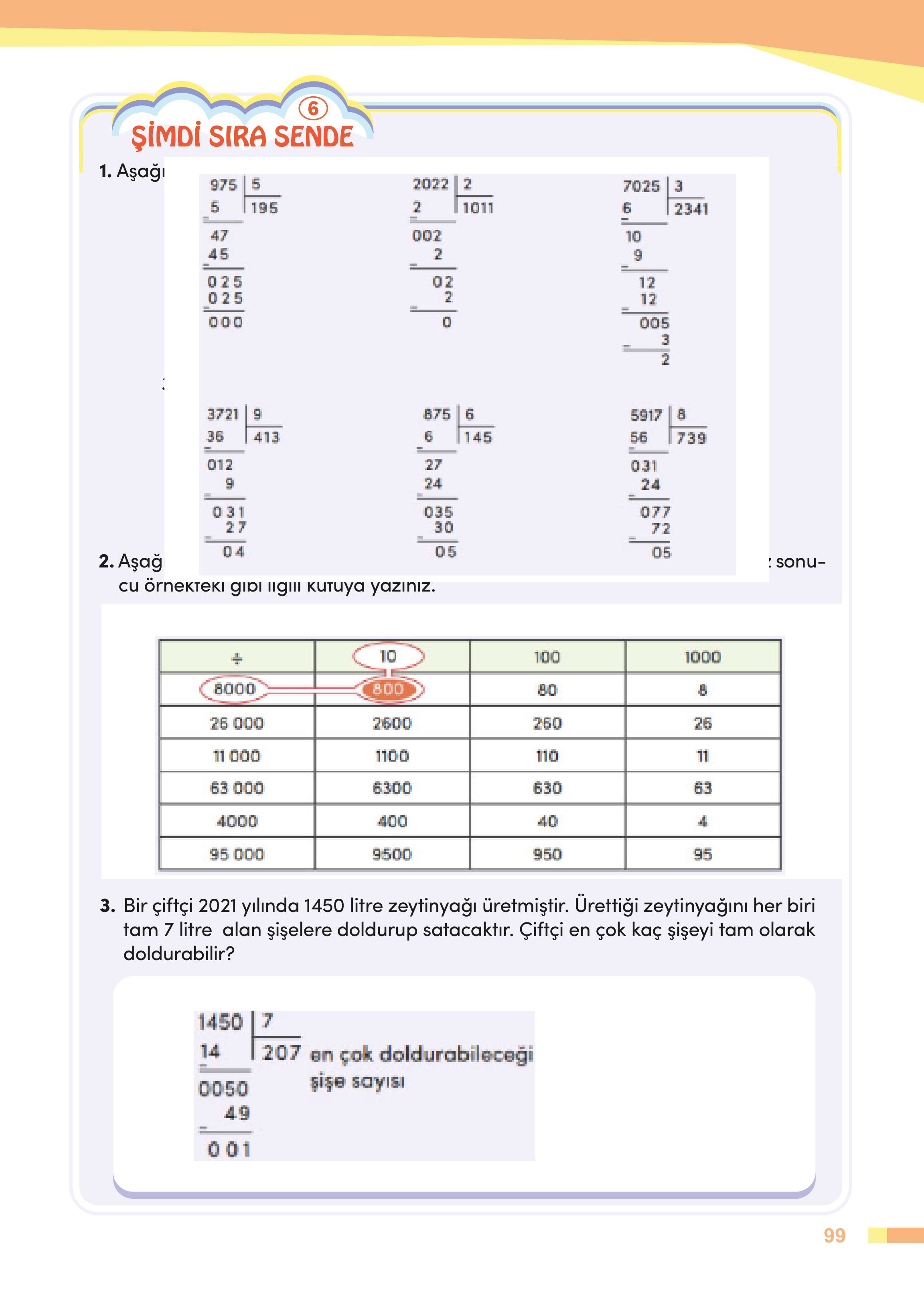 4. Sınıf Meb Yayınları Matematik Ders Kitabı Sayfa 99 Cevapları