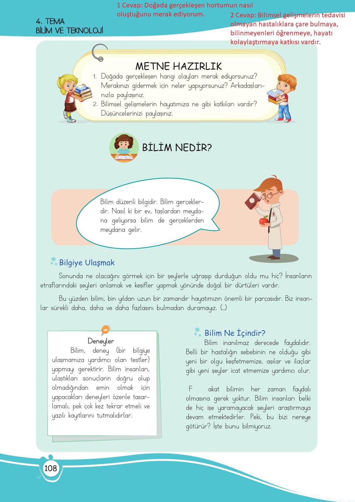 4. Sınıf Meb Yayınları Türkçe Ders Kitabı Sayfa 108 Cevapları