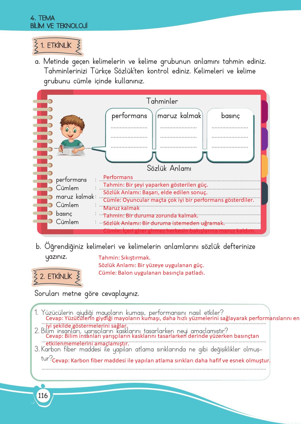4. Sınıf Meb Yayınları Türkçe Ders Kitabı Sayfa 116 Cevapları