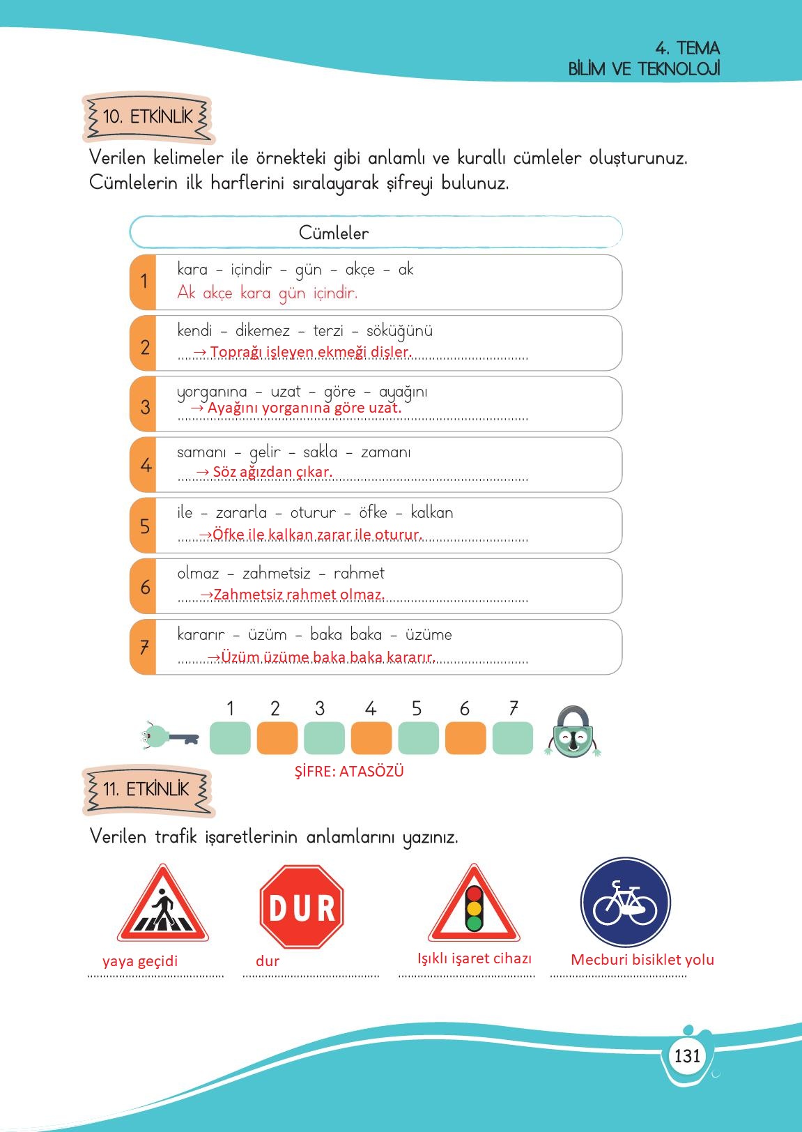 4. Sınıf Meb Yayınları Türkçe Ders Kitabı Sayfa 131 Cevapları